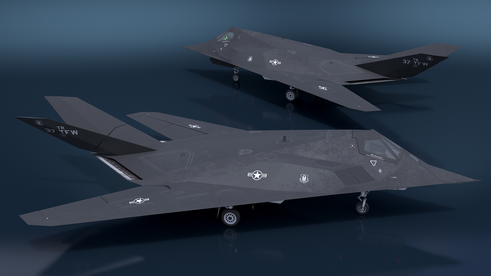 Lockheed F-117 Nighthawk Stealth Aircraft Simplified 3D