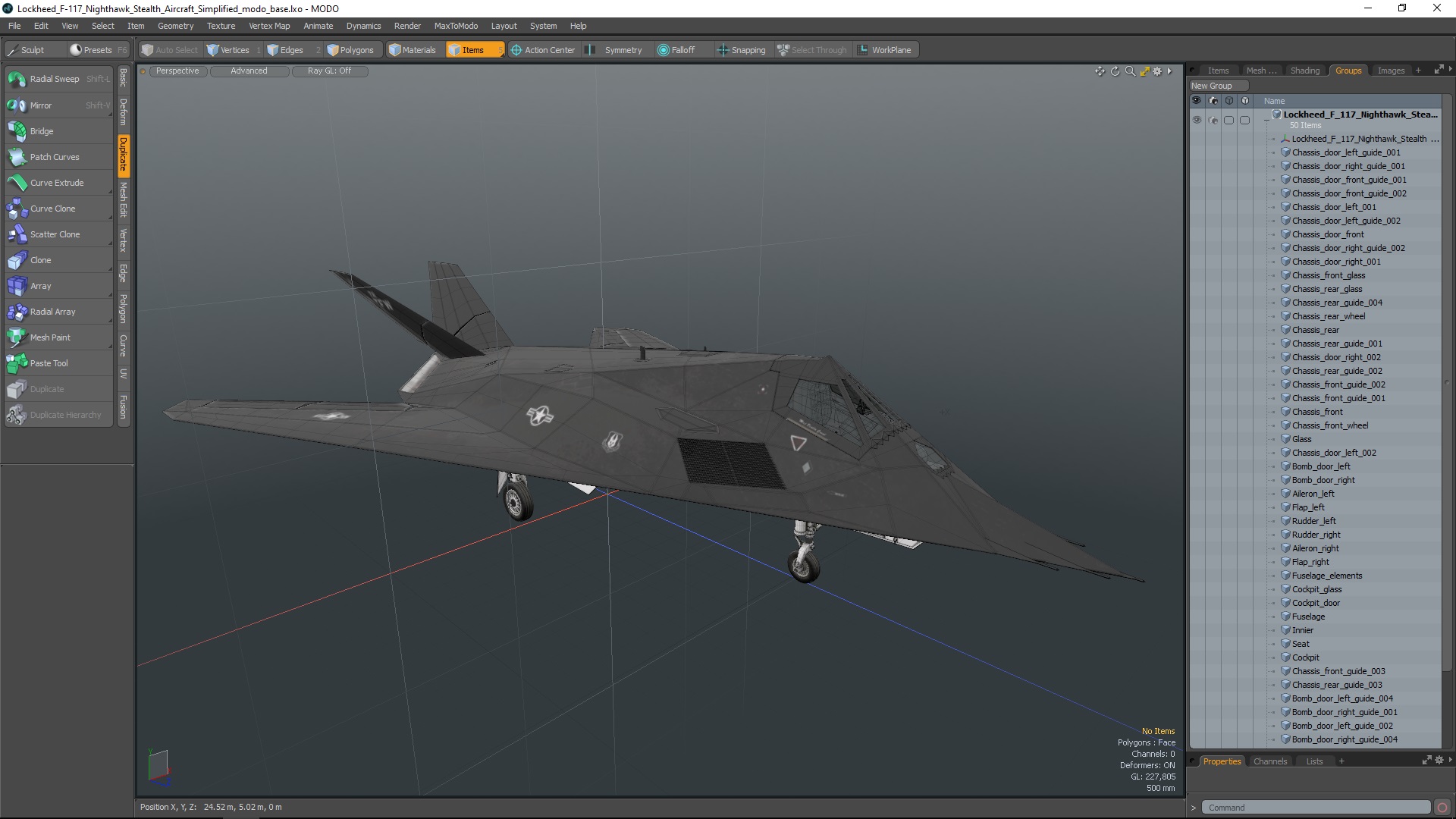 Lockheed F-117 Nighthawk Stealth Aircraft Simplified 3D