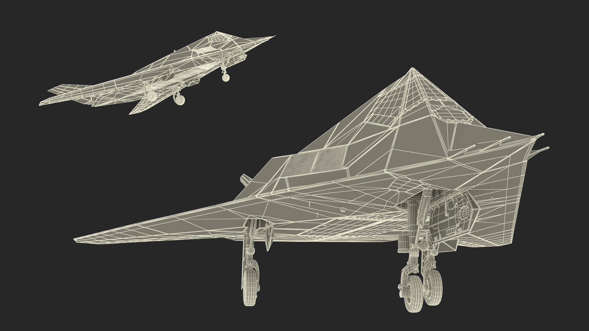Lockheed F-117 Nighthawk Stealth Aircraft Simplified 3D