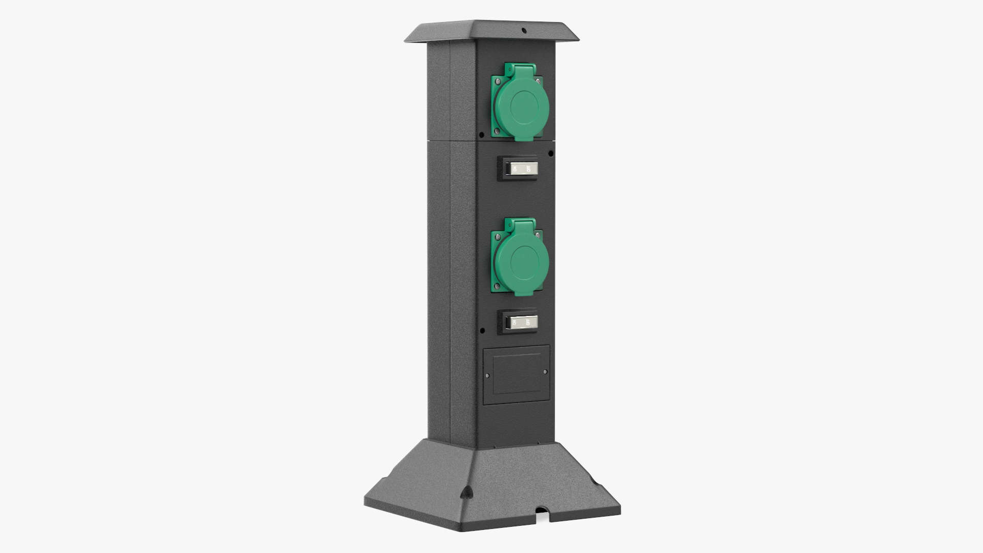 Garden Energy Column with 4 Socket and Switches 3D
