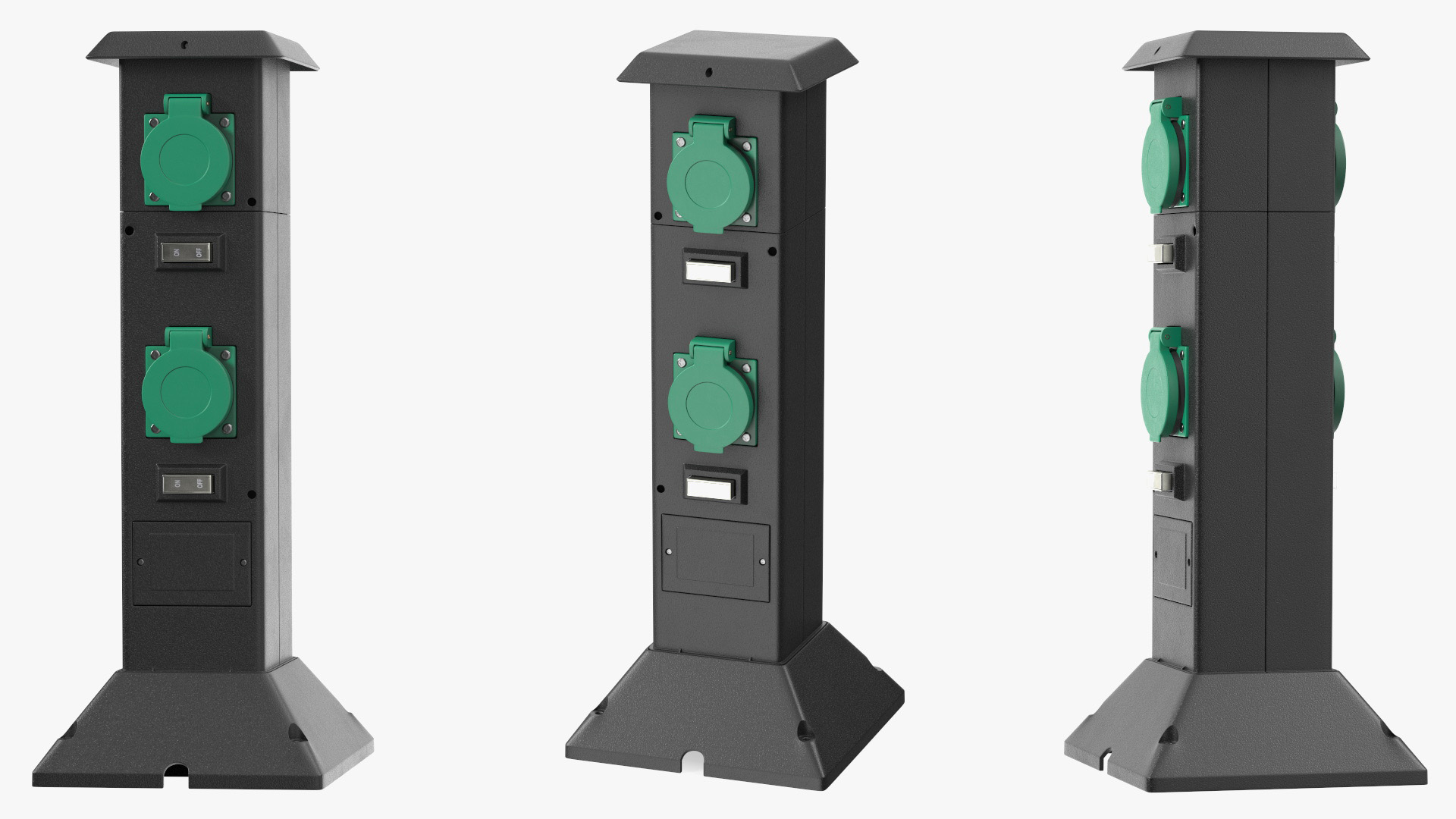 Garden Energy Column with 4 Socket and Switches 3D