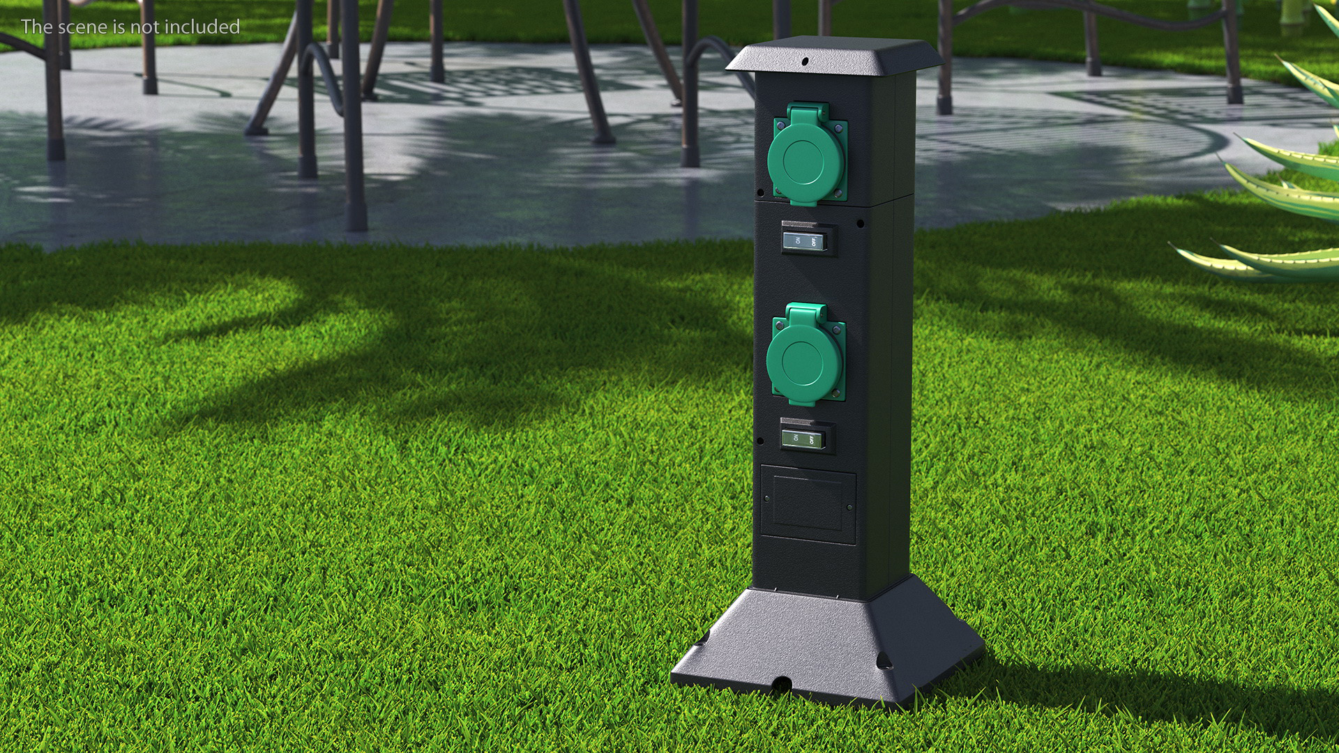 Garden Energy Column with 4 Socket and Switches 3D
