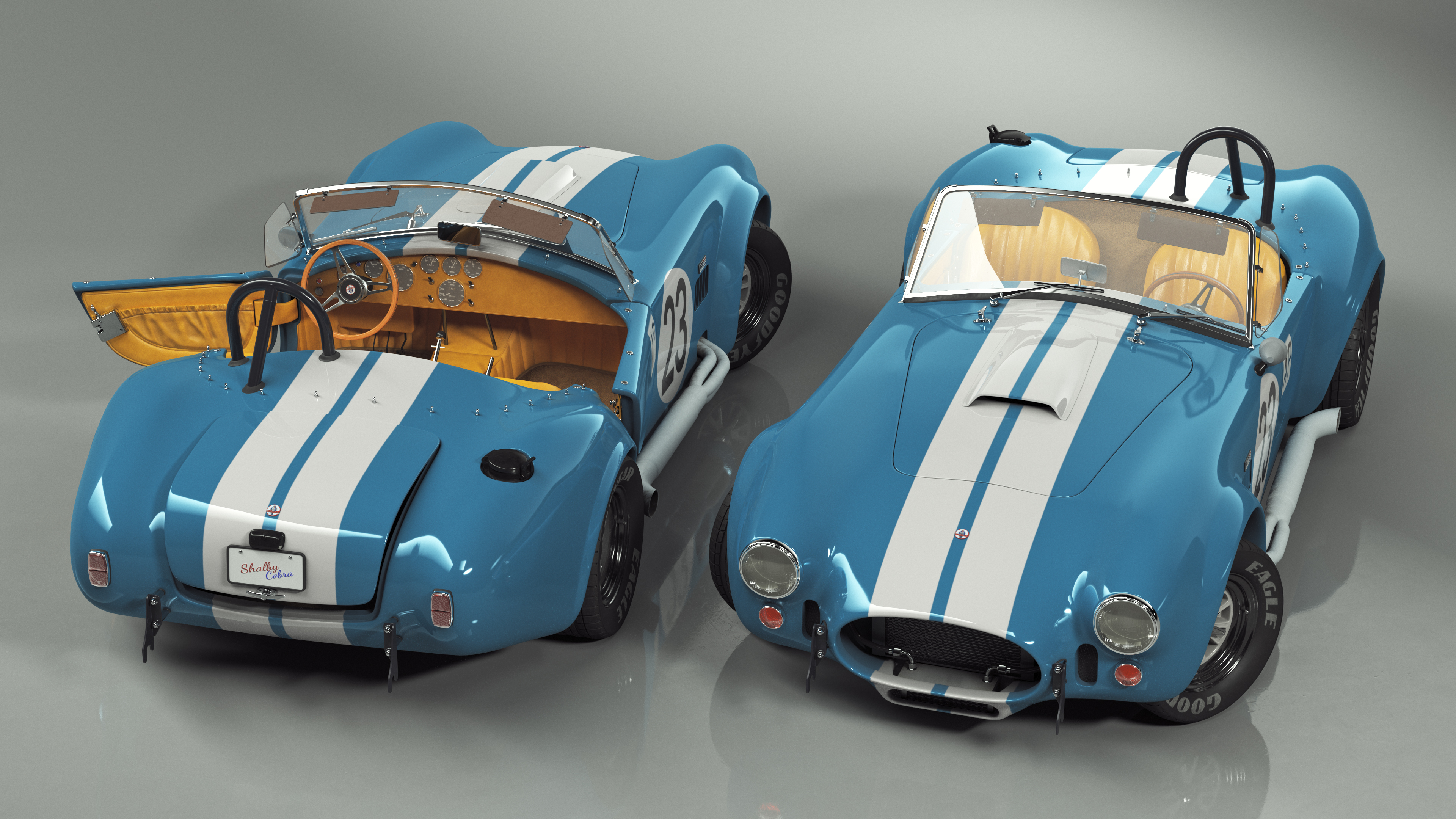 3D model Shelby 427 Cobra Blue Yellow Rigged