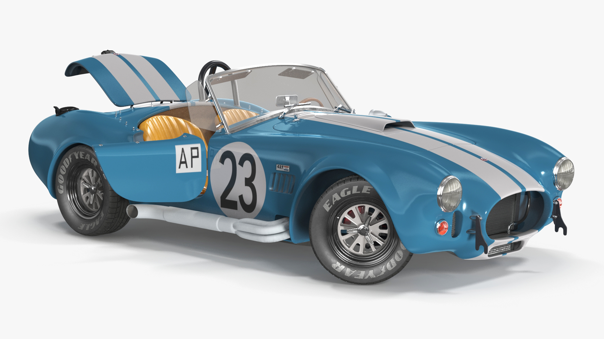 3D model Shelby 427 Cobra Blue Yellow Rigged