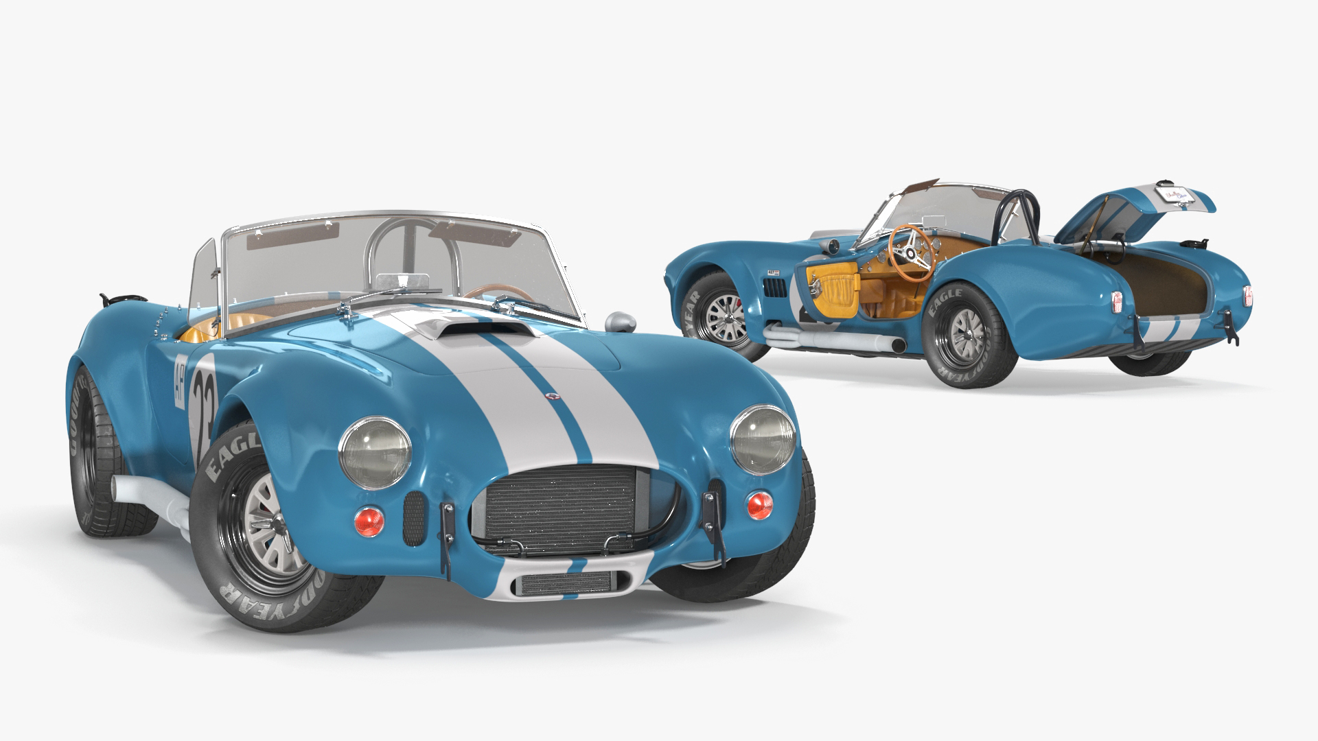 3D model Shelby 427 Cobra Blue Yellow Rigged