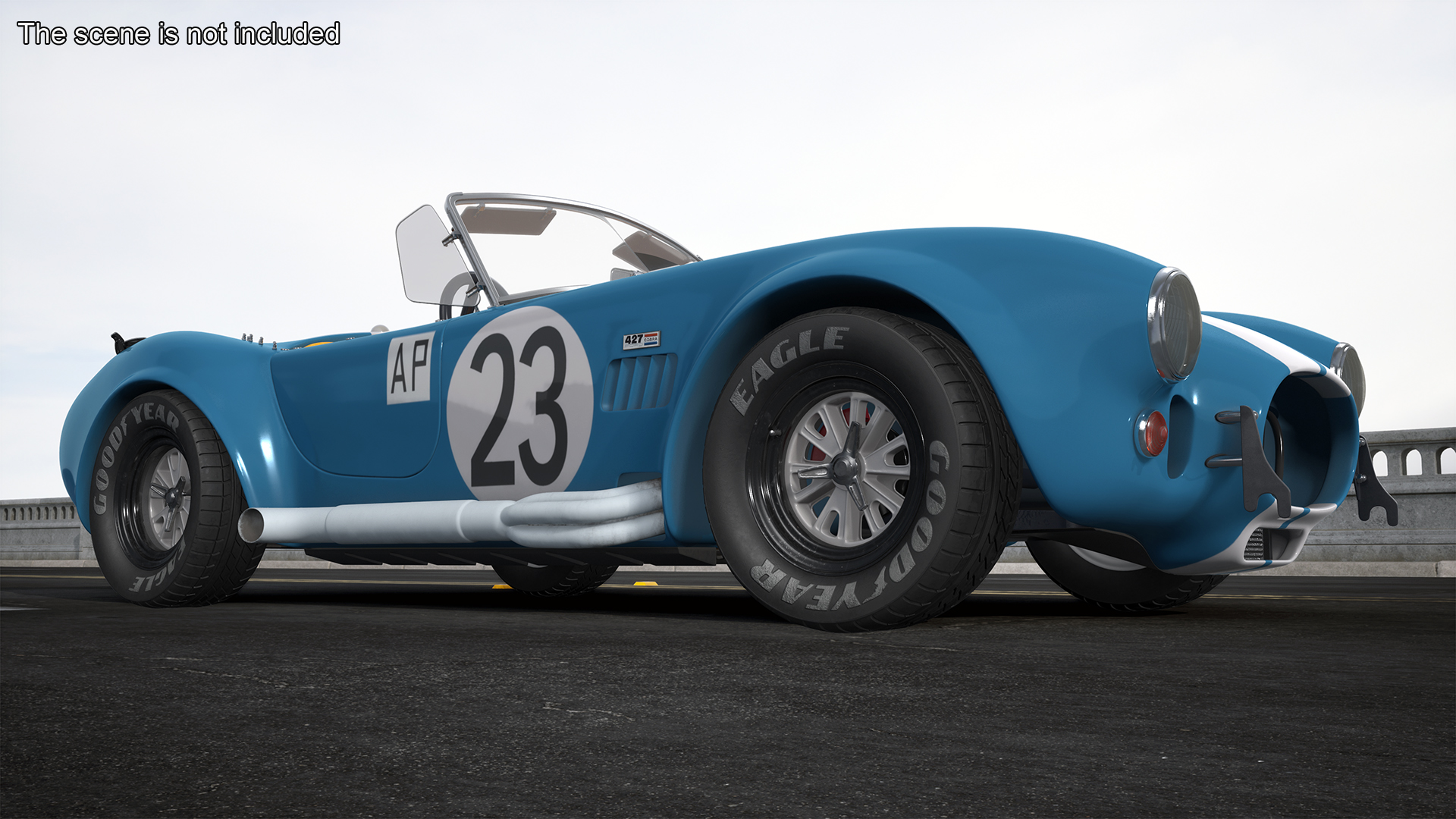 3D model Shelby 427 Cobra Blue Yellow Rigged