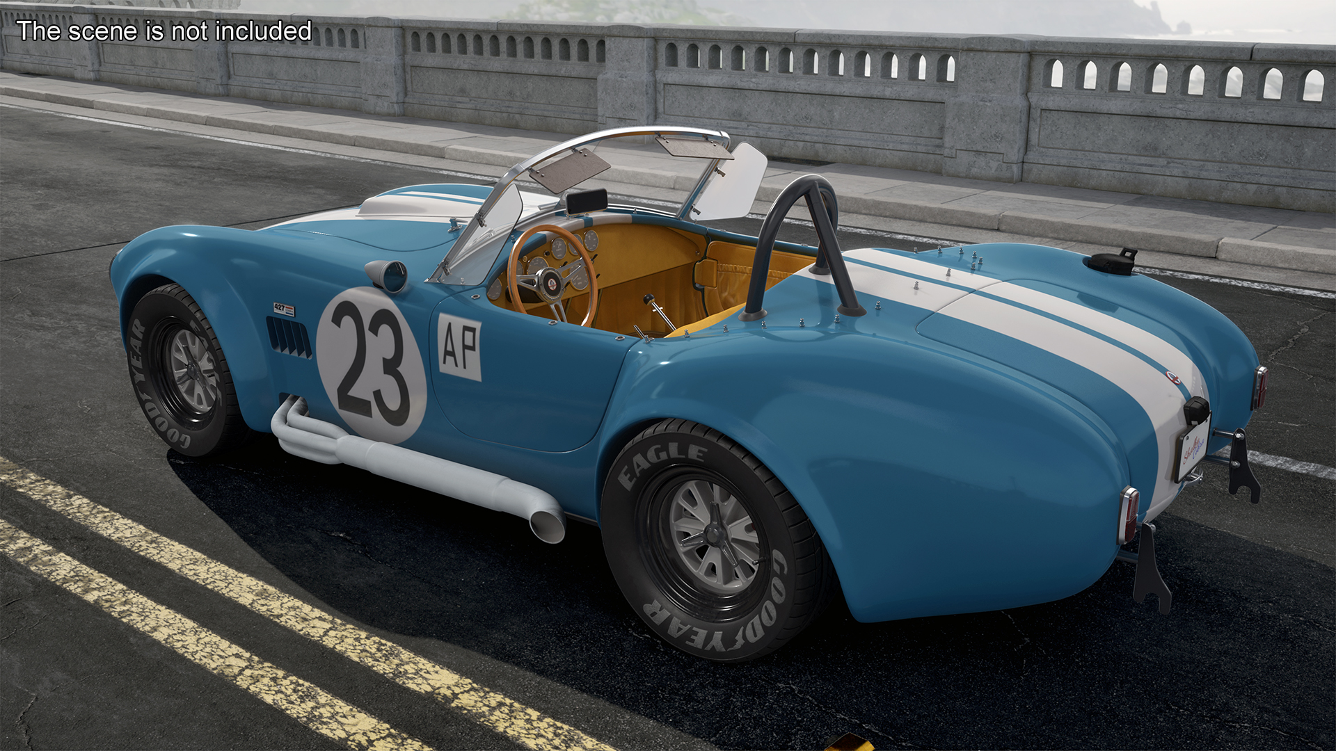 3D model Shelby 427 Cobra Blue Yellow Rigged