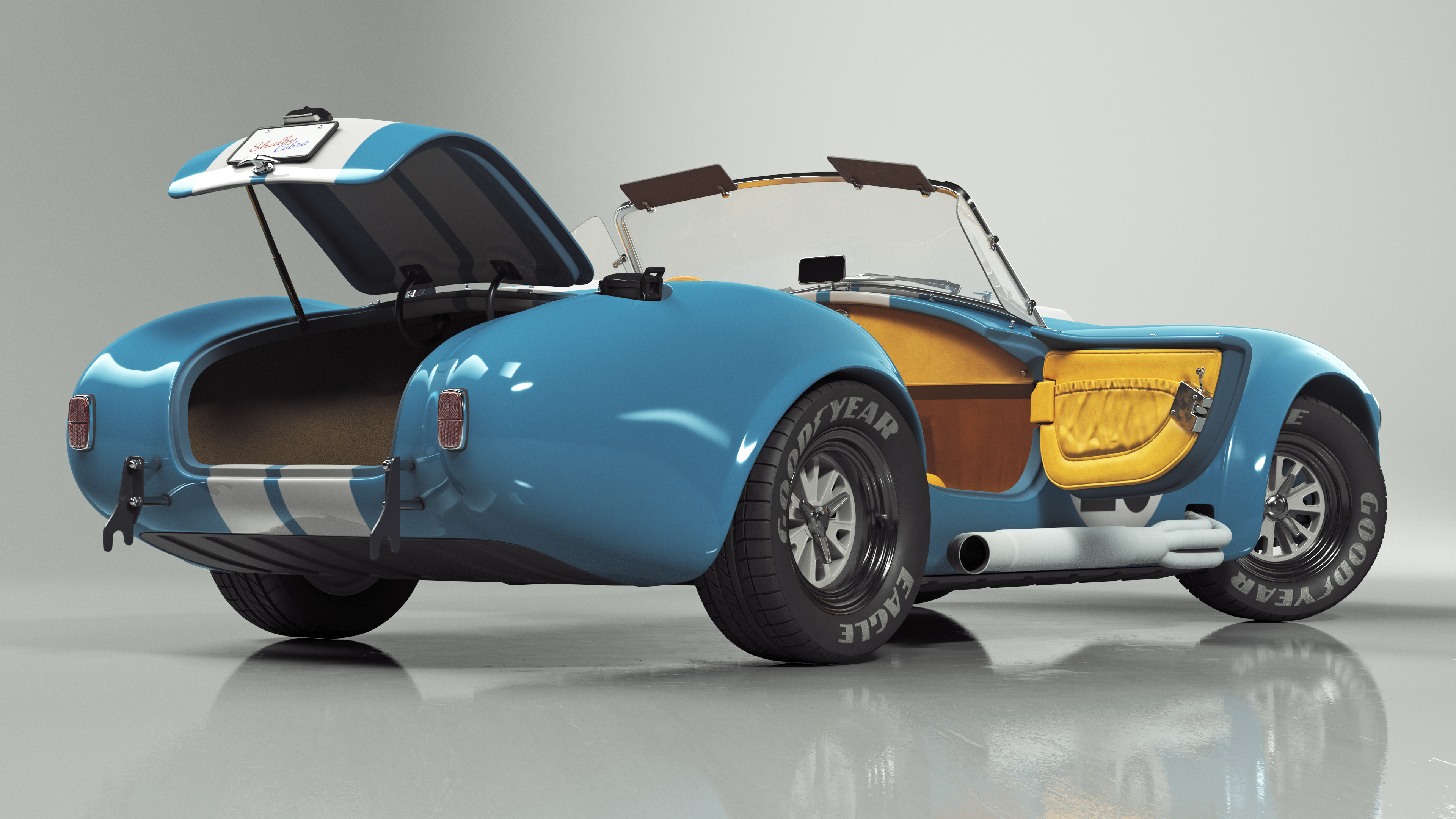3D model Shelby 427 Cobra Blue Yellow Rigged