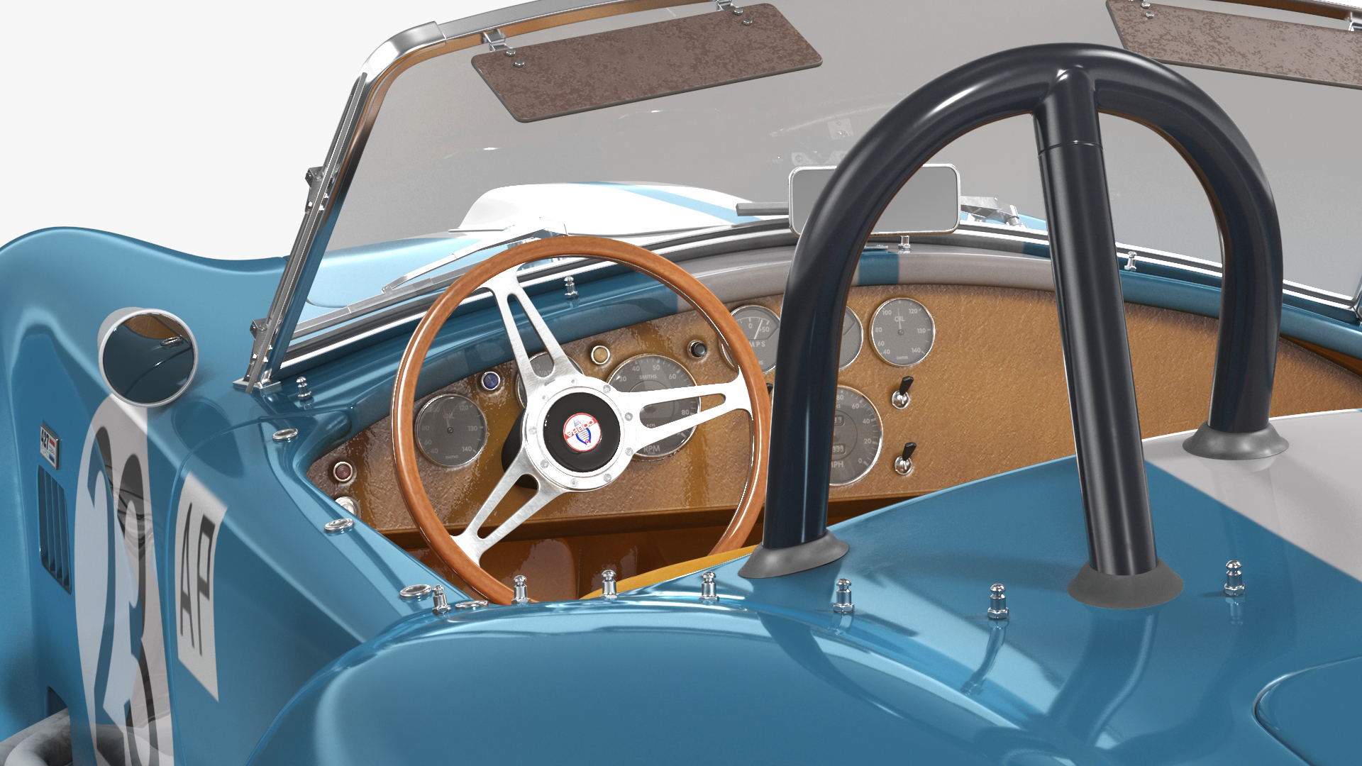 3D model Shelby 427 Cobra Blue Yellow Rigged