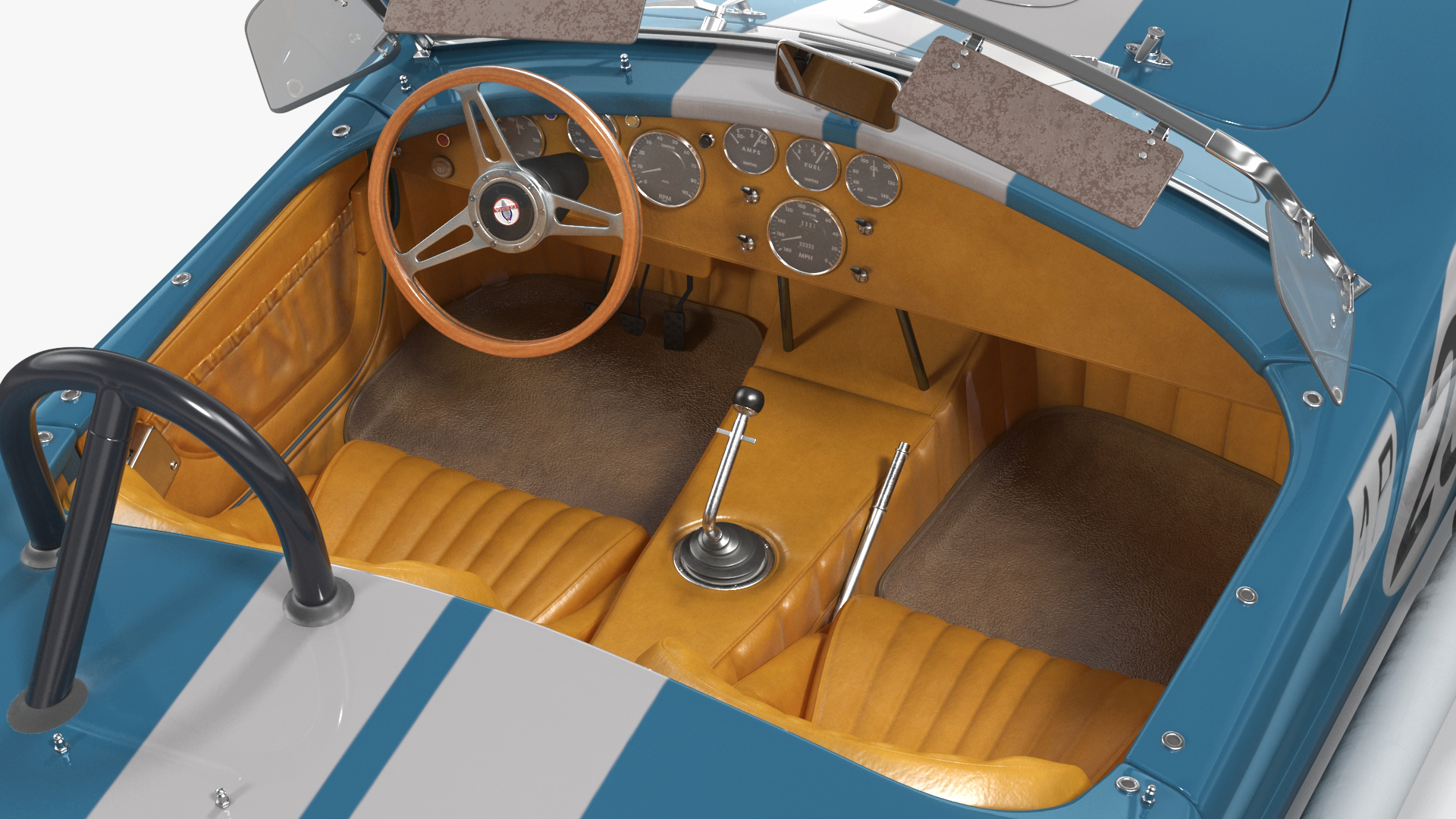 3D model Shelby 427 Cobra Blue Yellow Rigged