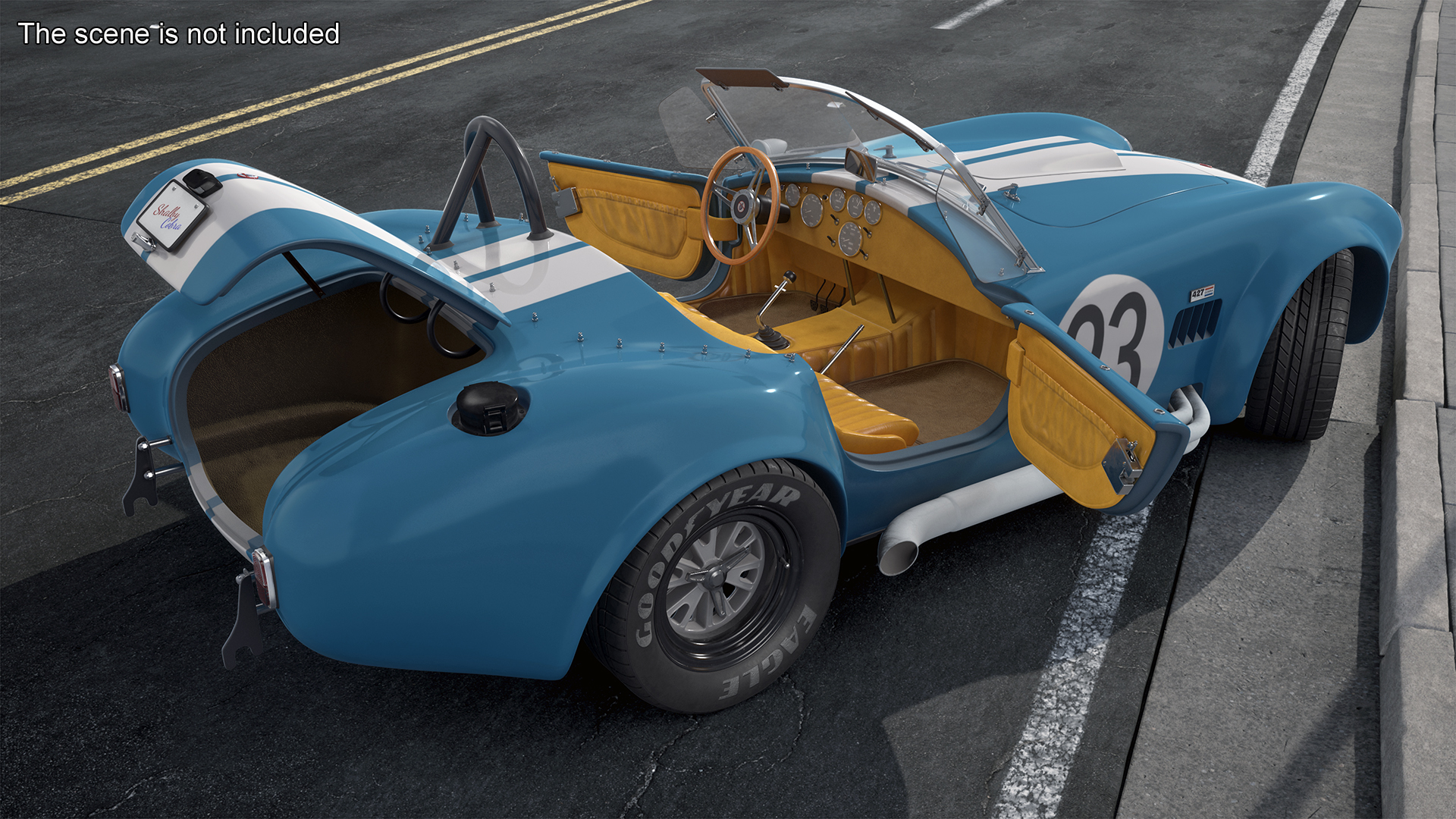 3D model Shelby 427 Cobra Blue Yellow Rigged