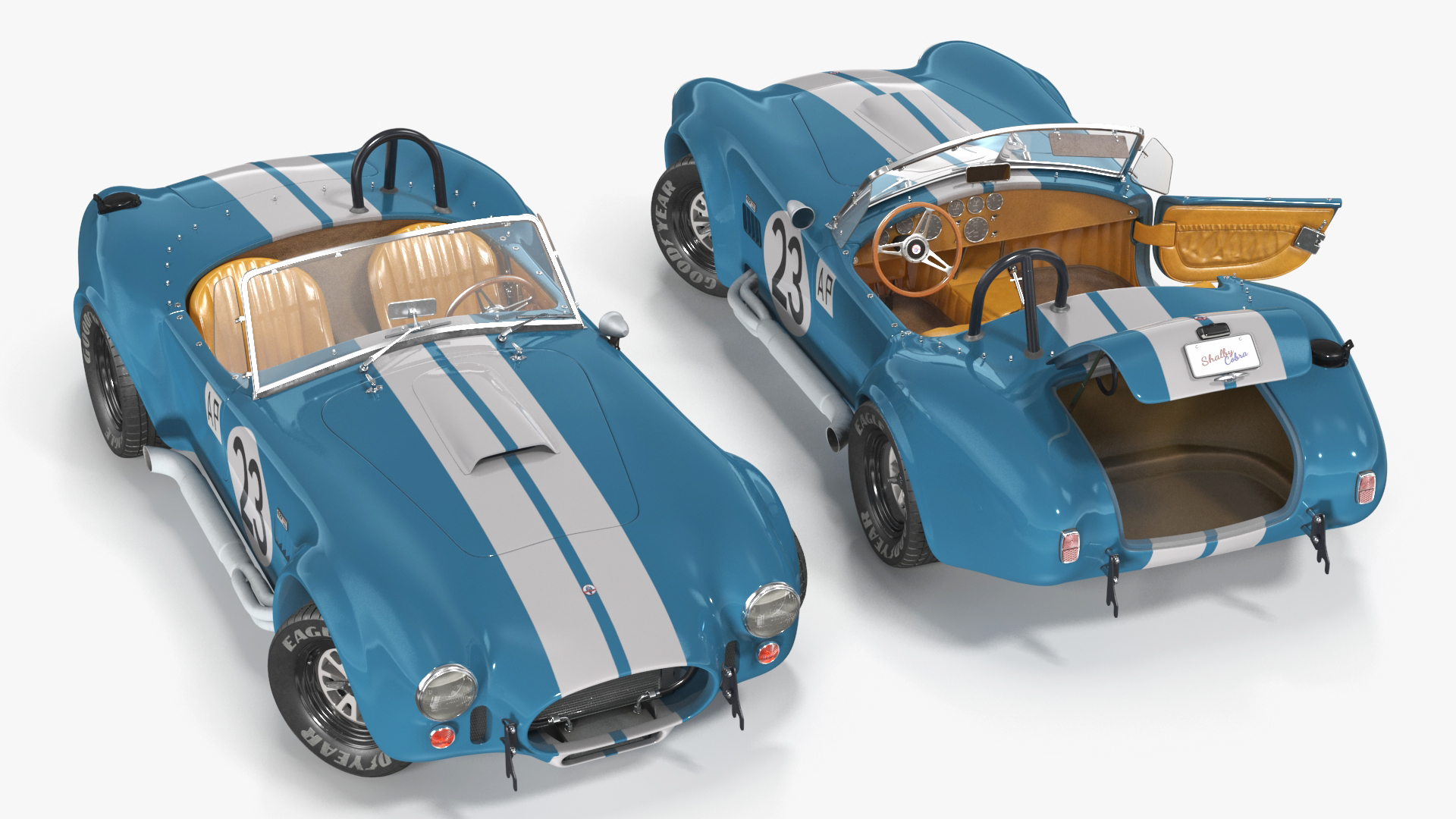 3D model Shelby 427 Cobra Blue Yellow Rigged