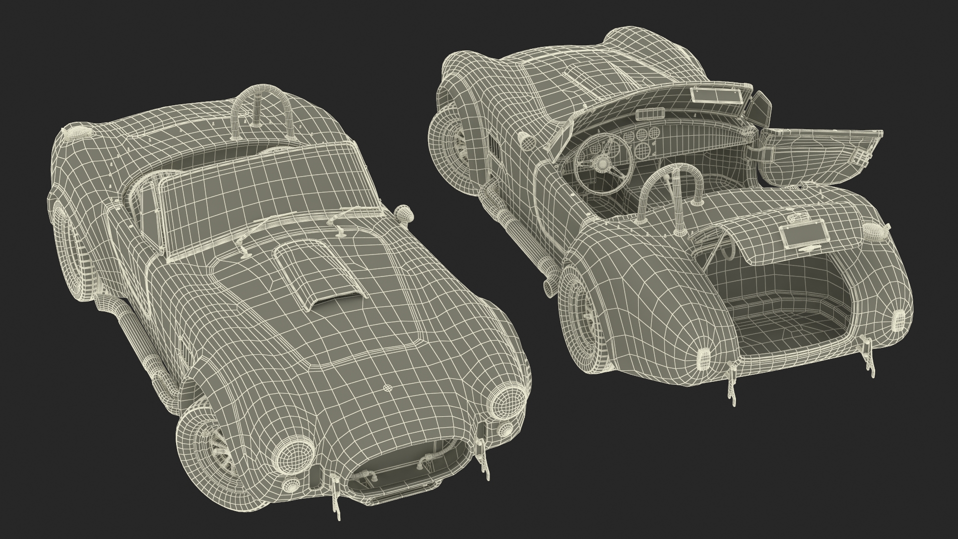 3D model Shelby 427 Cobra Blue Yellow Rigged