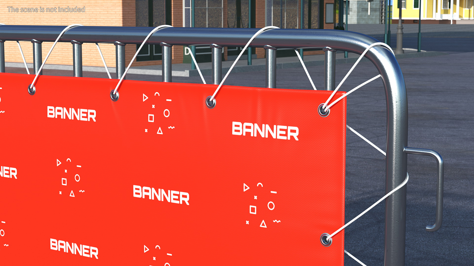 Metal Crowd Barrier with Advertising PVC Banner 3D