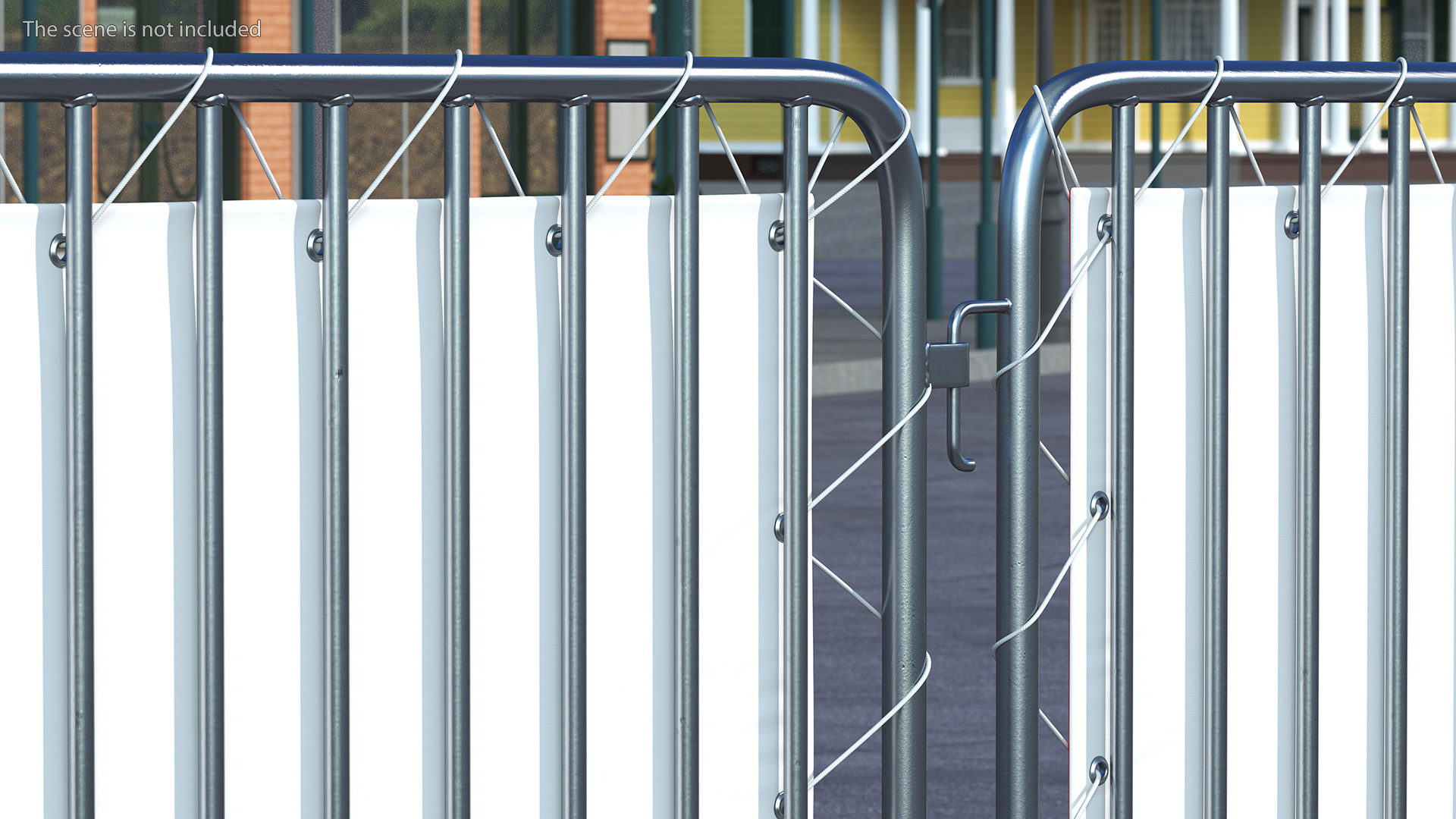 Metal Crowd Barrier with Advertising PVC Banner 3D
