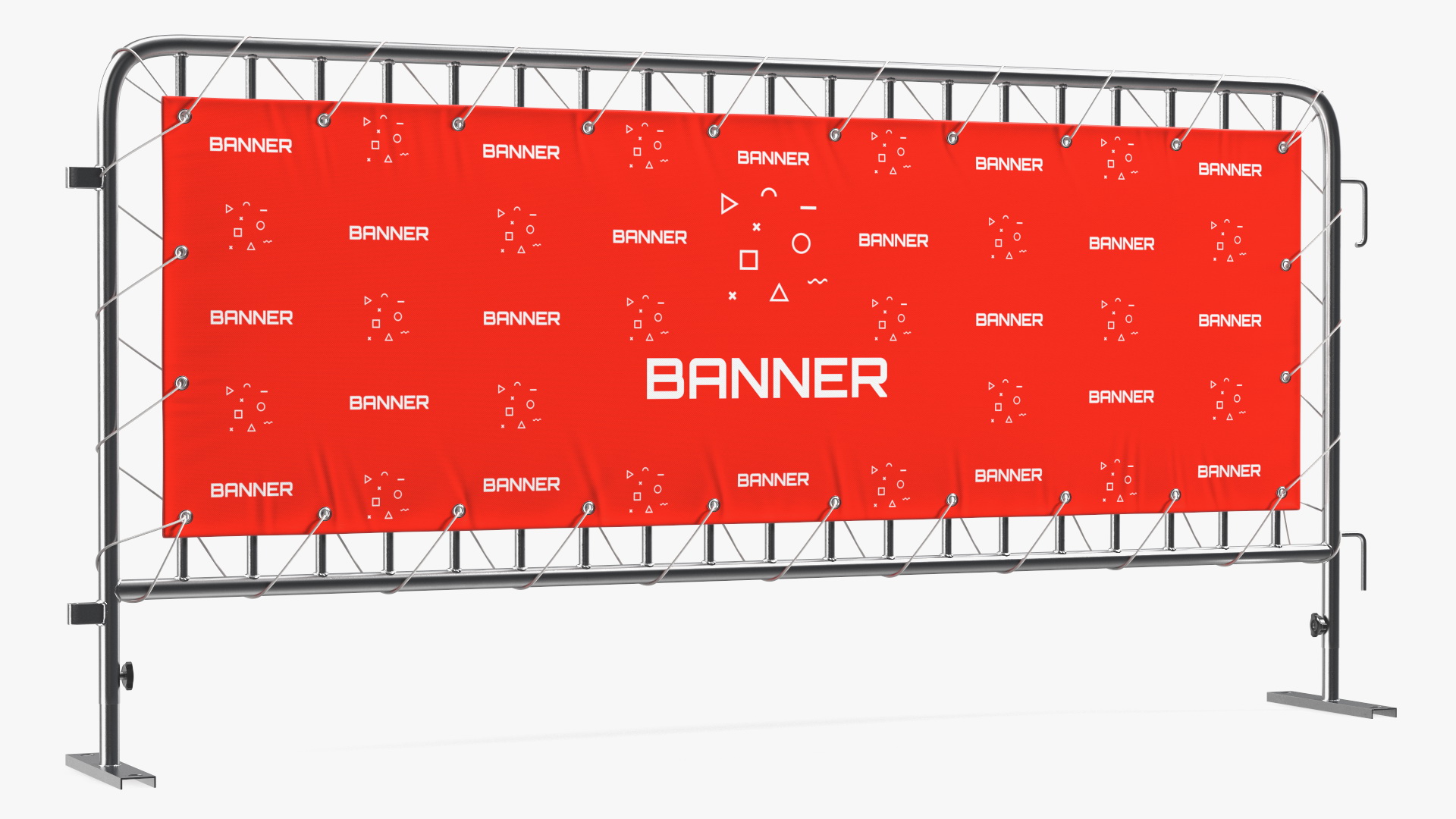 Metal Crowd Barrier with Advertising PVC Banner 3D