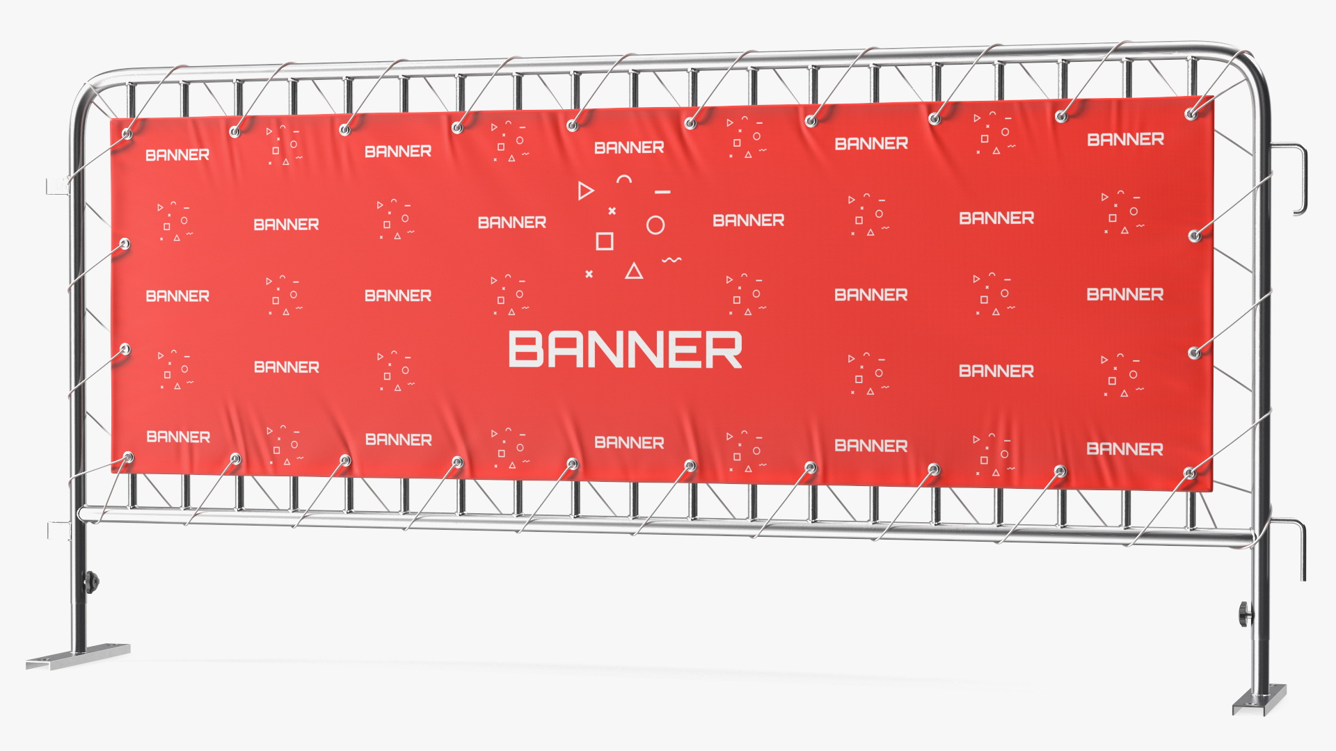 Metal Crowd Barrier with Advertising PVC Banner 3D