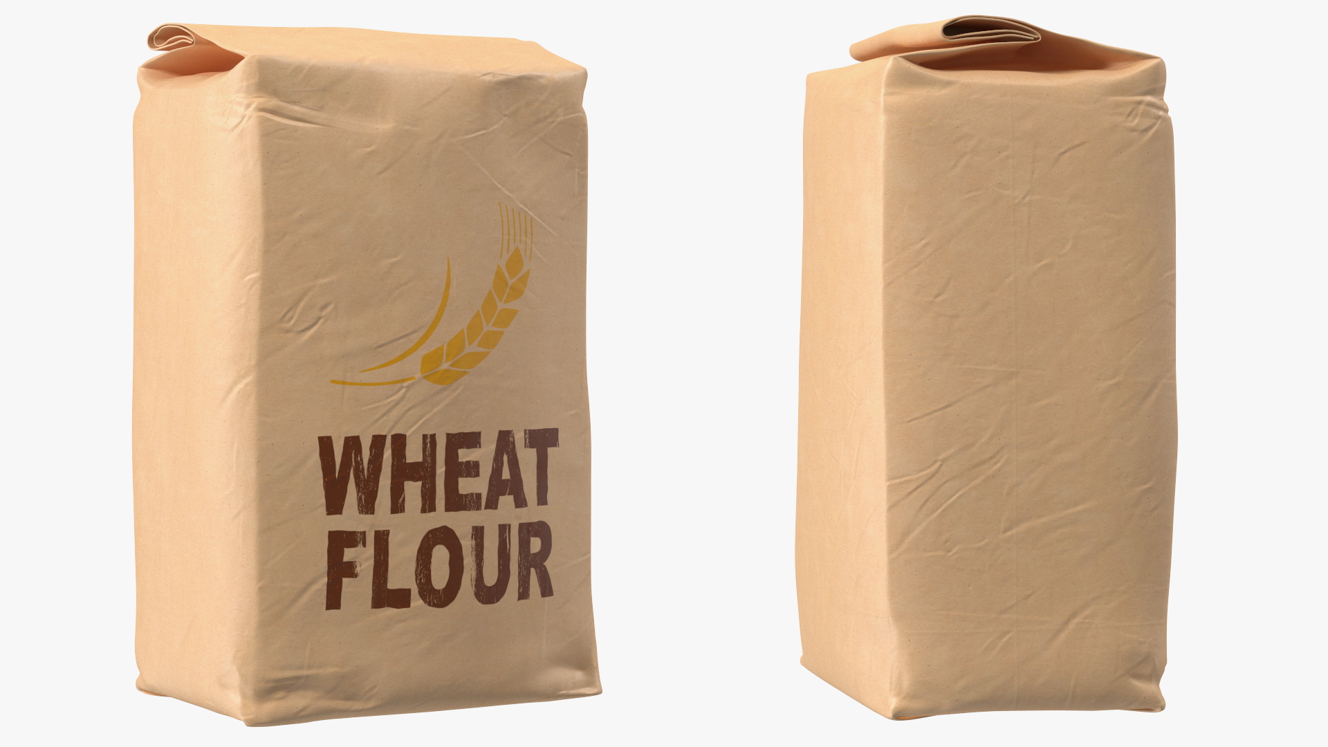 3D Wheat Flour Brown Paper Bag 2lb