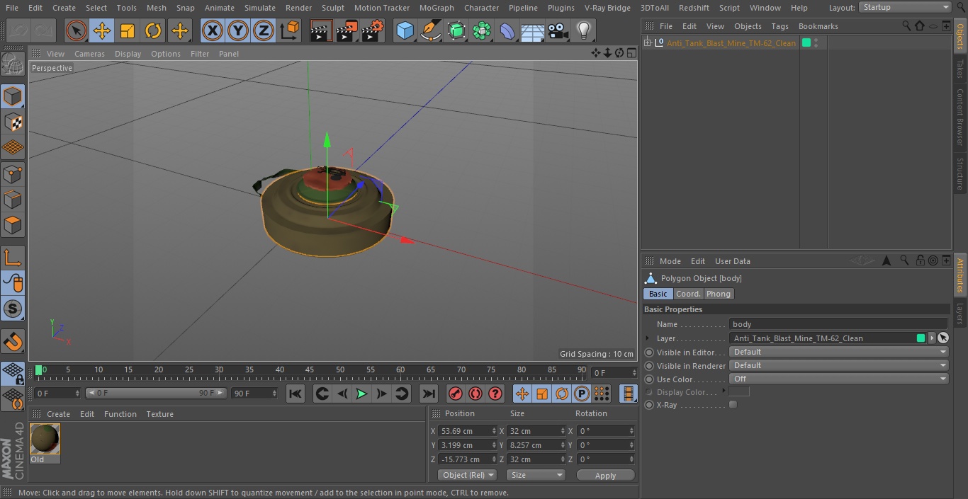 Anti Tank Blast Mine TM-62 Clean 3D