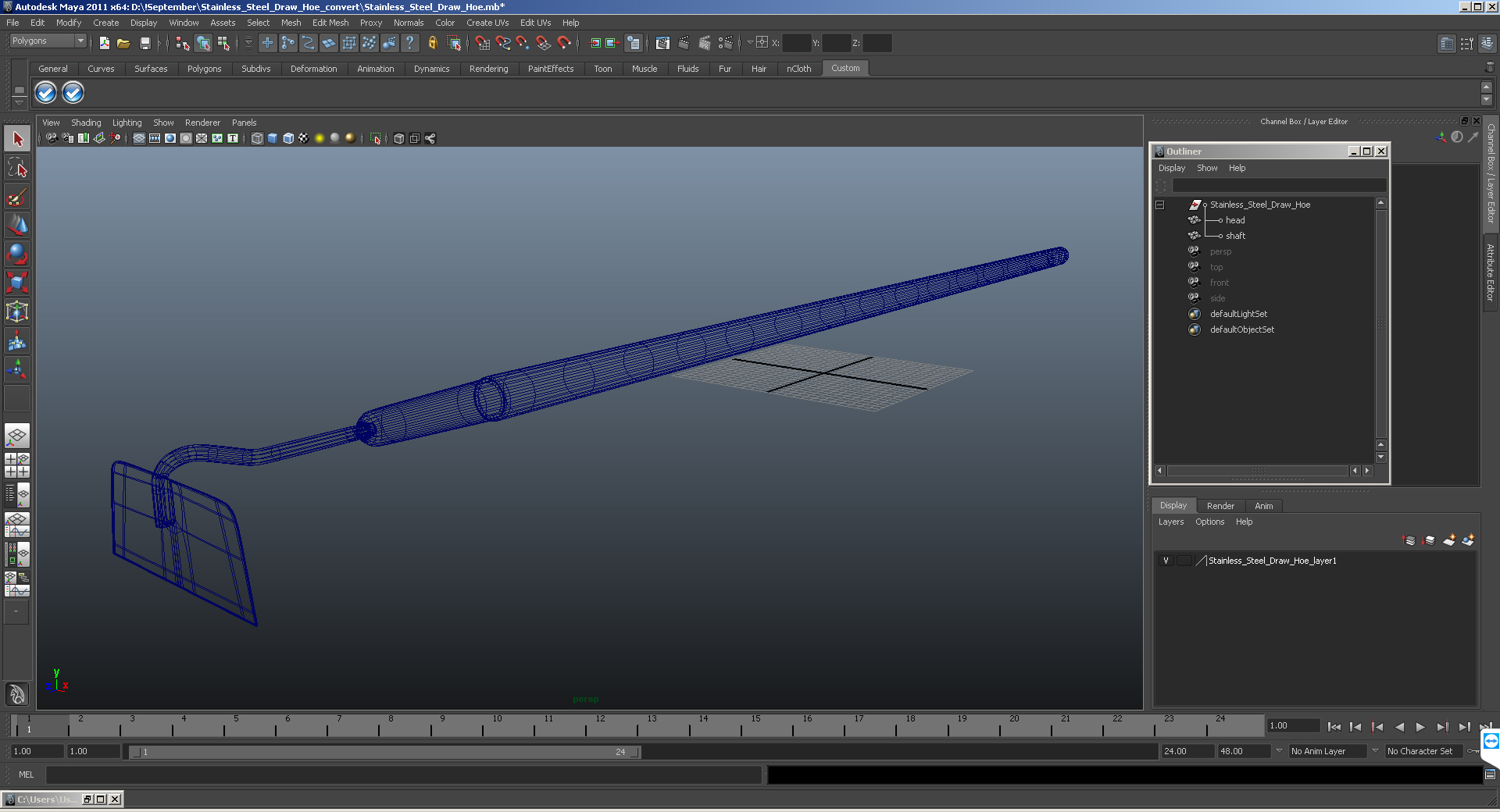 Stainless Steel Draw Hoe 3D model