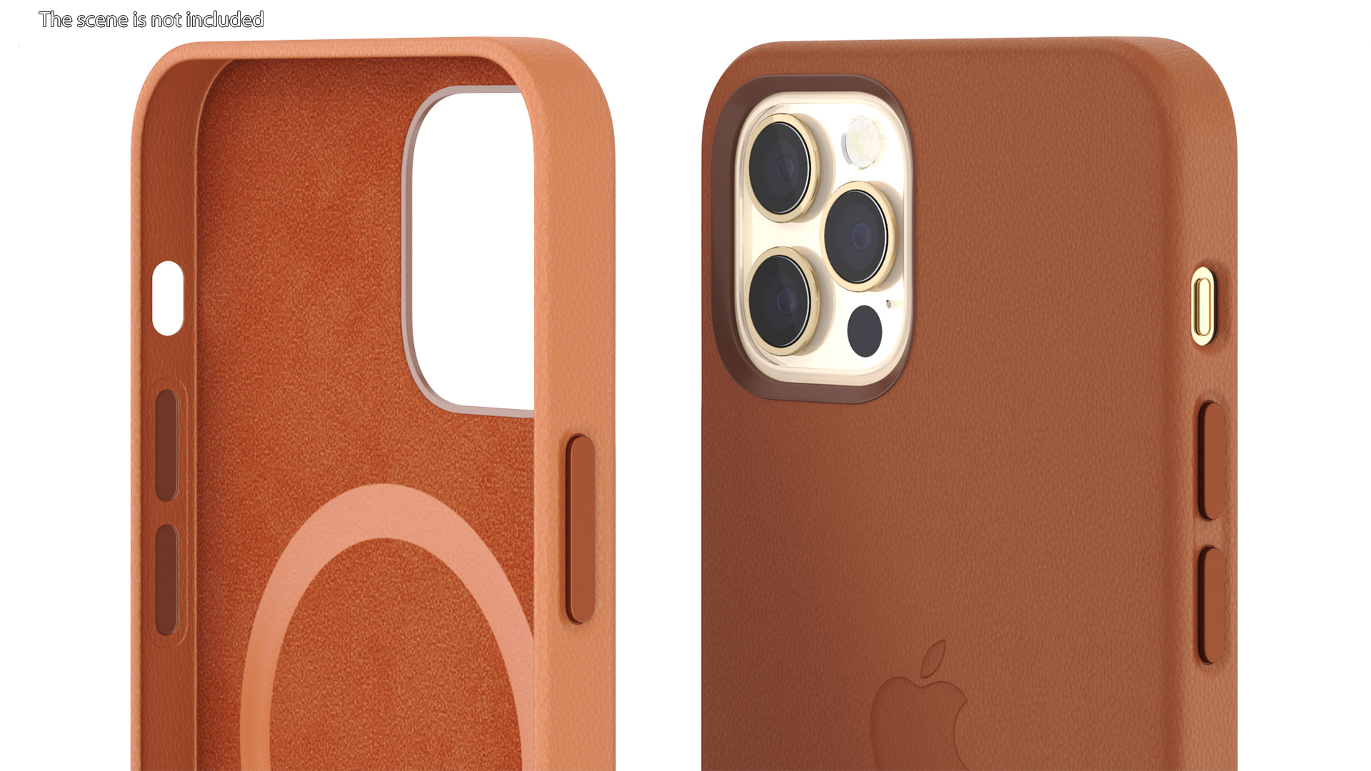 3D iPhone 12 Leather Case with MagSafe Saddle Brown model