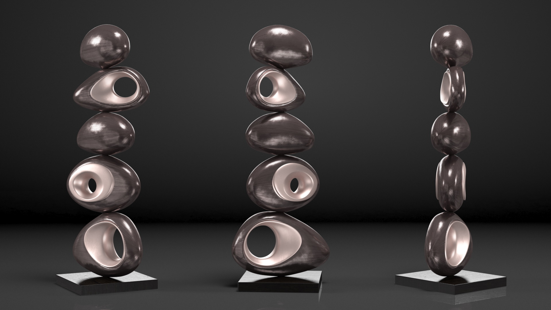 3D model Floating Rock Decor Sculpture Brown