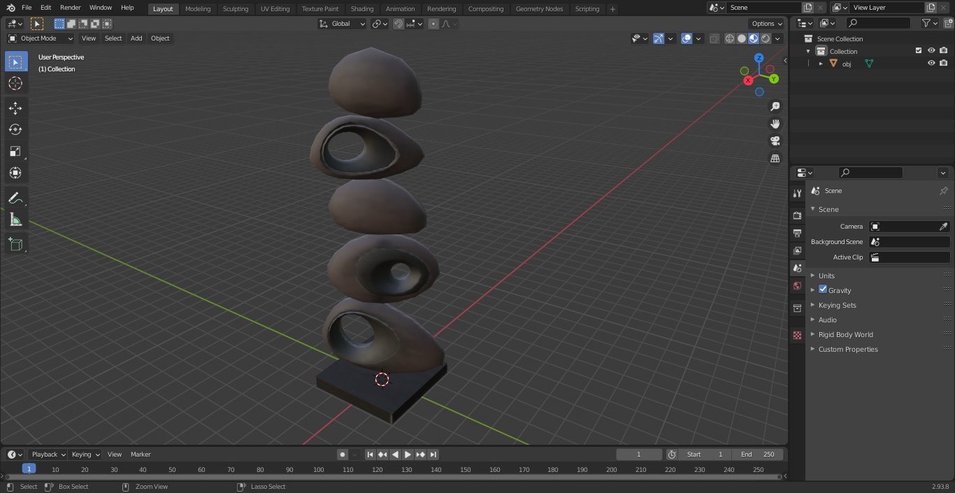 3D model Floating Rock Decor Sculpture Brown