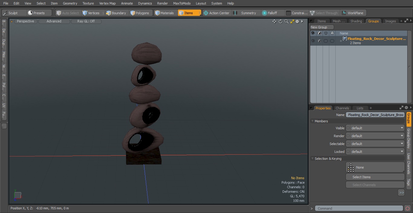 3D model Floating Rock Decor Sculpture Brown