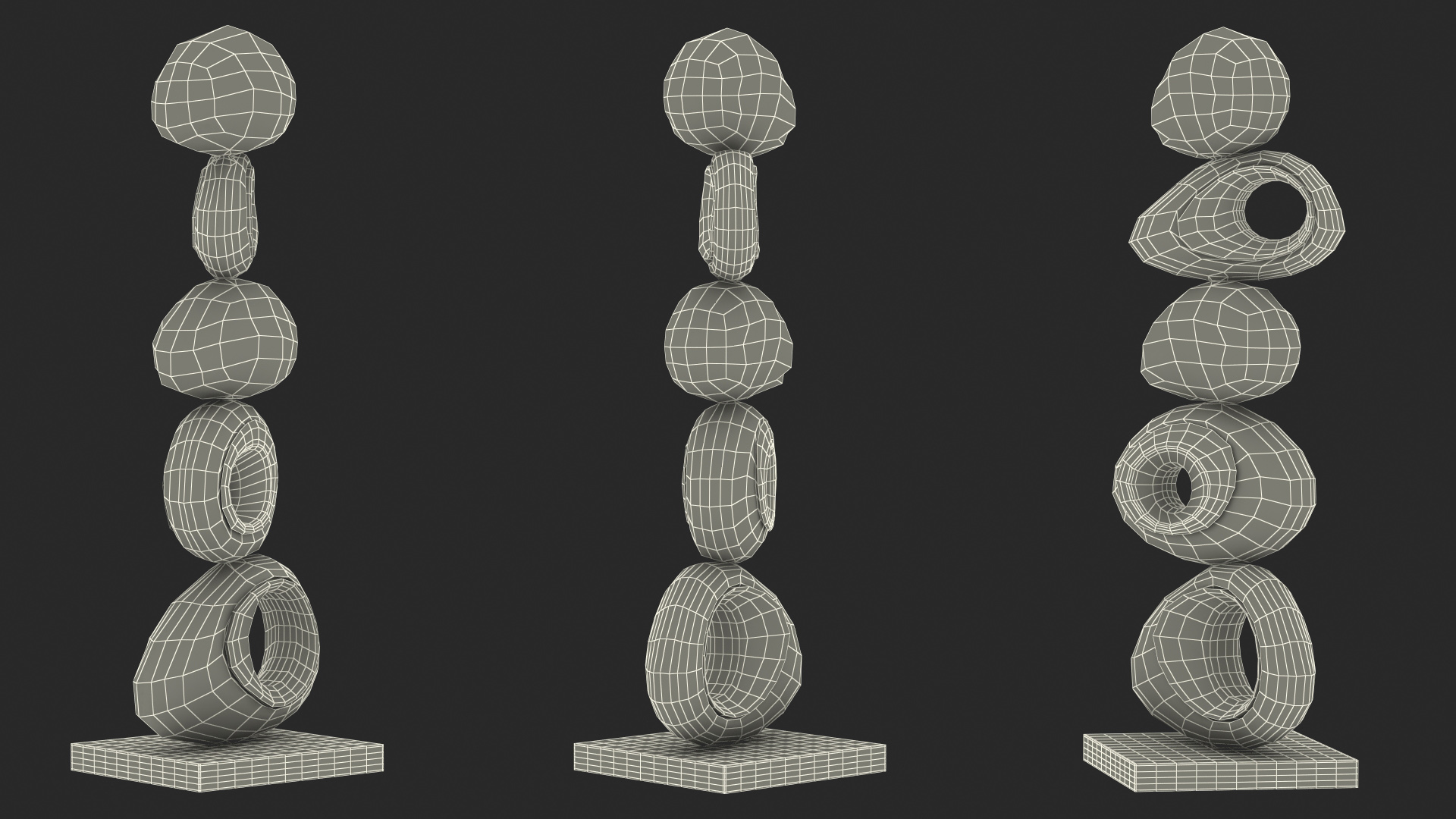 3D model Floating Rock Decor Sculpture Brown