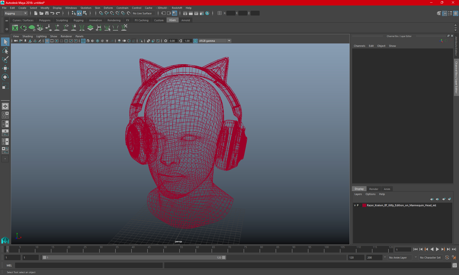 Razer Kraken BT Kitty Edition on Mannequin Head 3D
