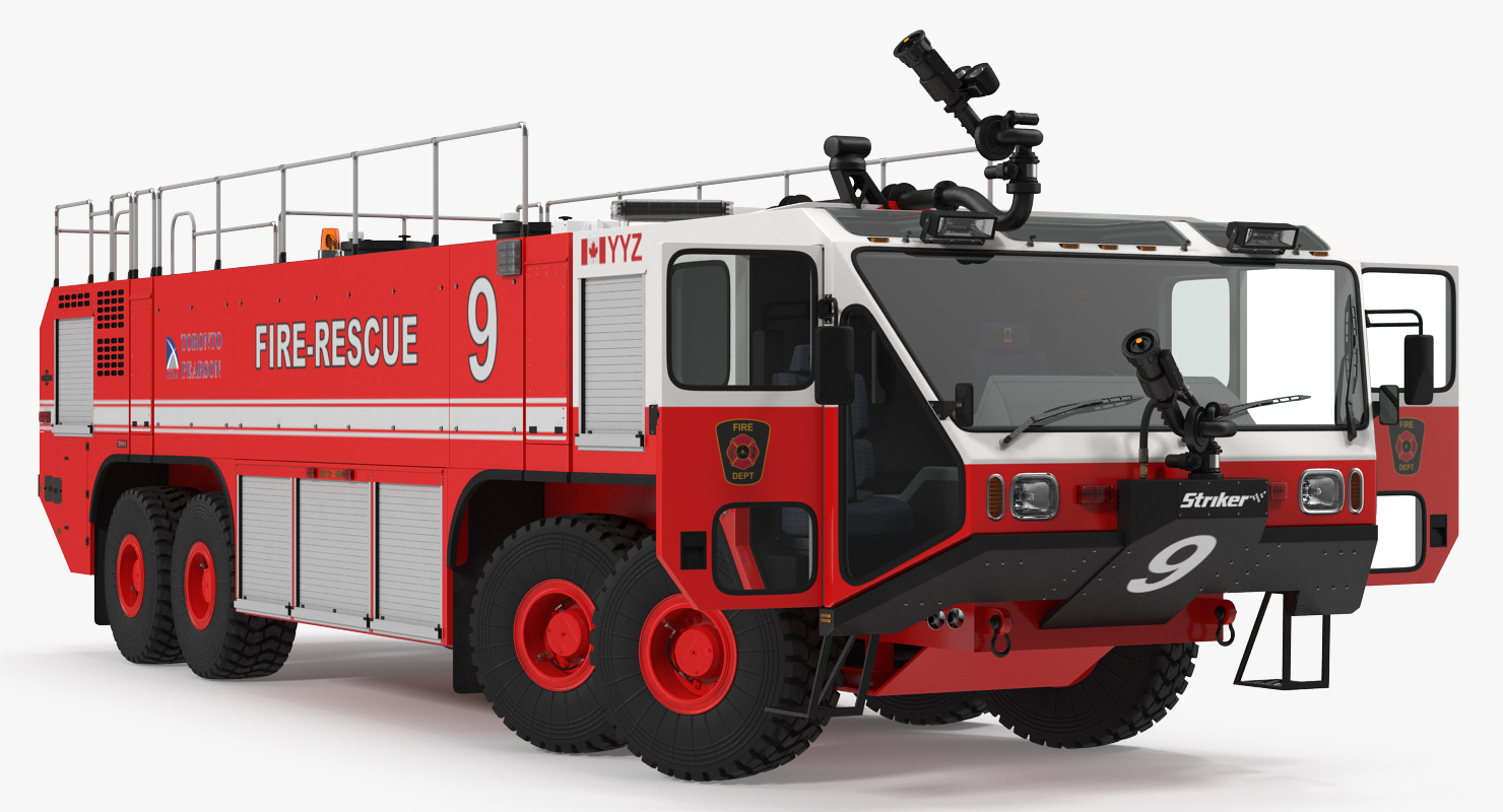 Oshkosh Striker 4500 Airport Fire Truck Toronto Pearson Rigged 3D