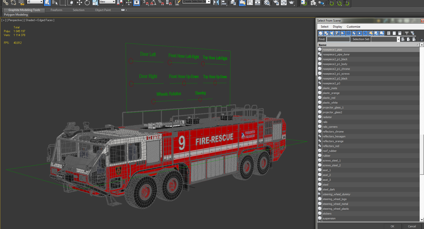 Oshkosh Striker 4500 Airport Fire Truck Toronto Pearson Rigged 3D