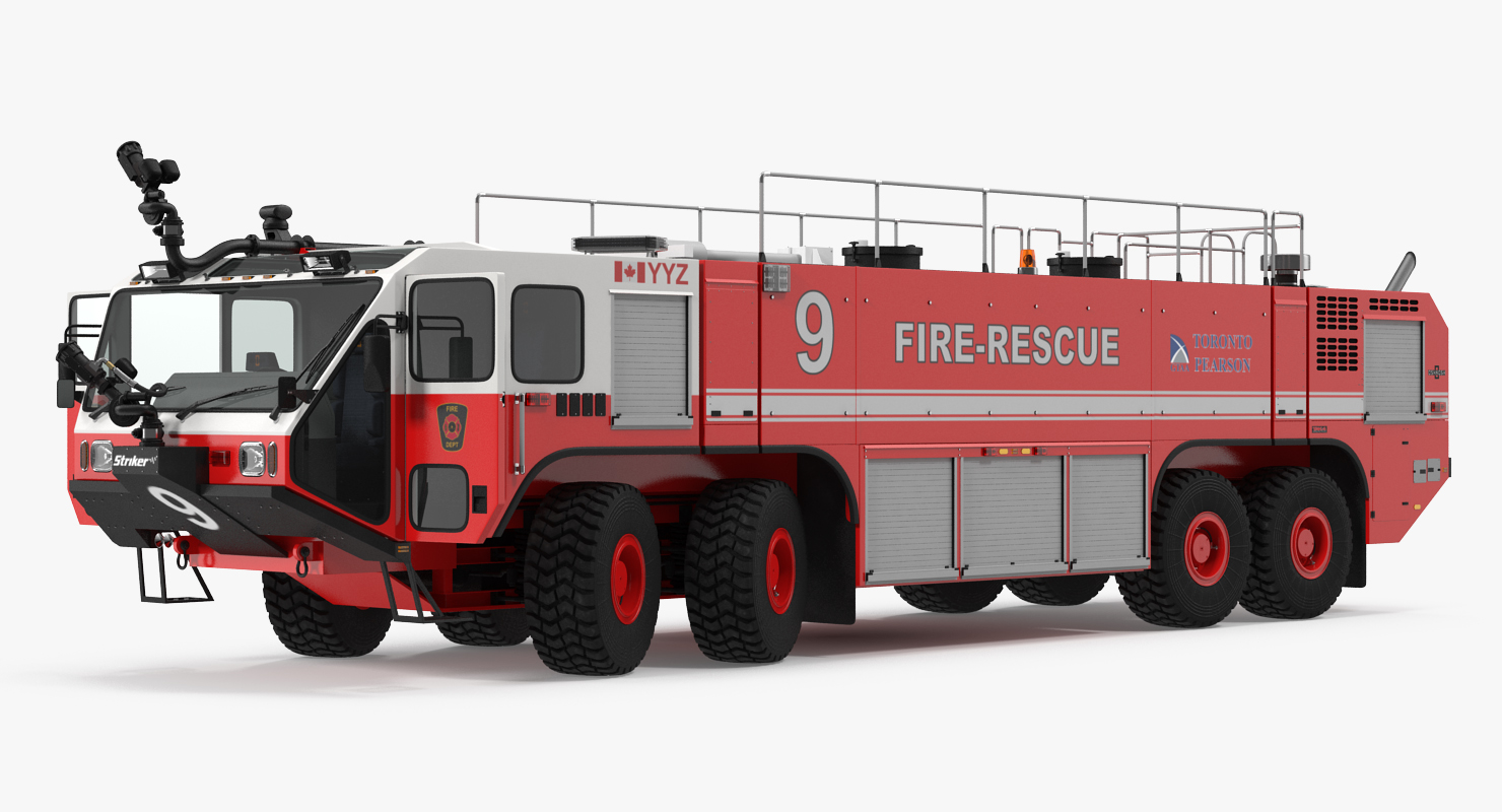 Oshkosh Striker 4500 Airport Fire Truck Toronto Pearson Rigged 3D