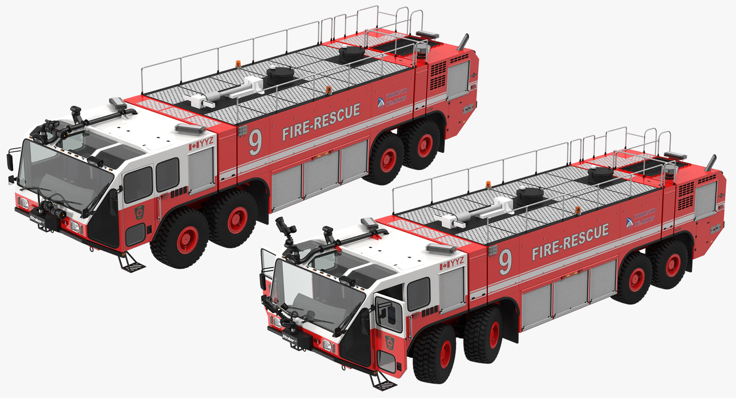 Oshkosh Striker 4500 Airport Fire Truck Toronto Pearson Rigged 3D