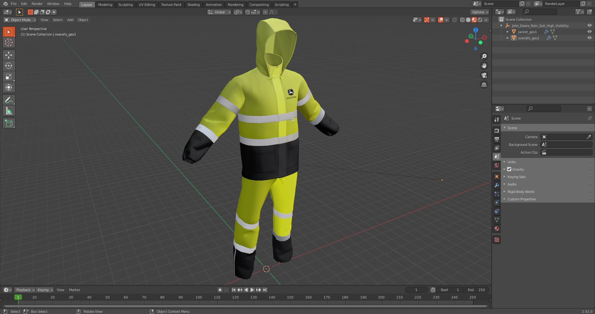 3D John Deere Rain Suit High Visibility