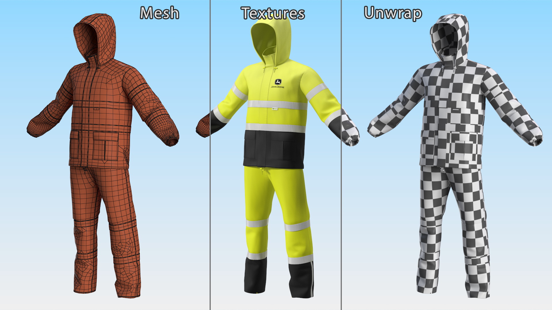 3D John Deere Rain Suit High Visibility