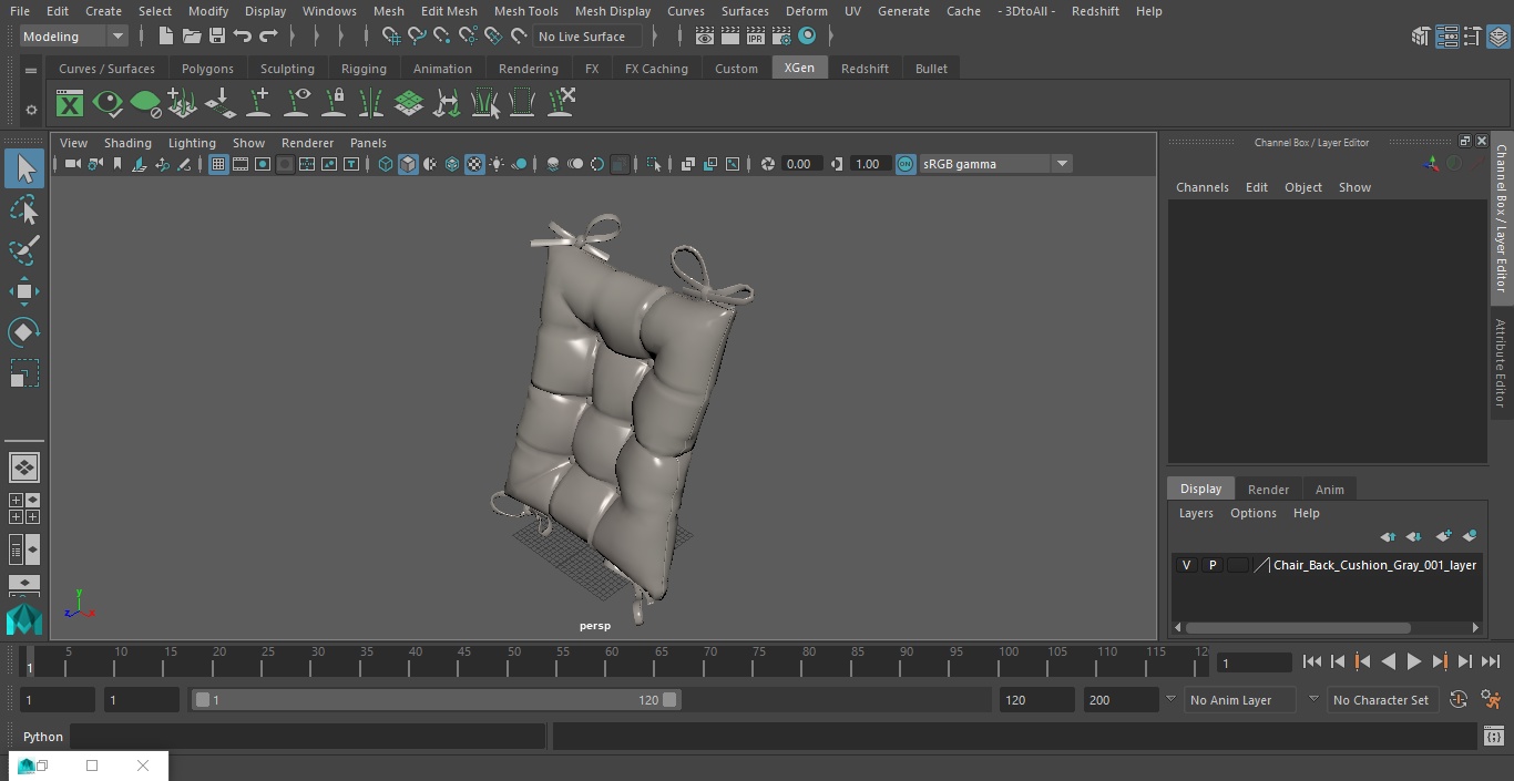 3D Chair Back Cushion Gray model