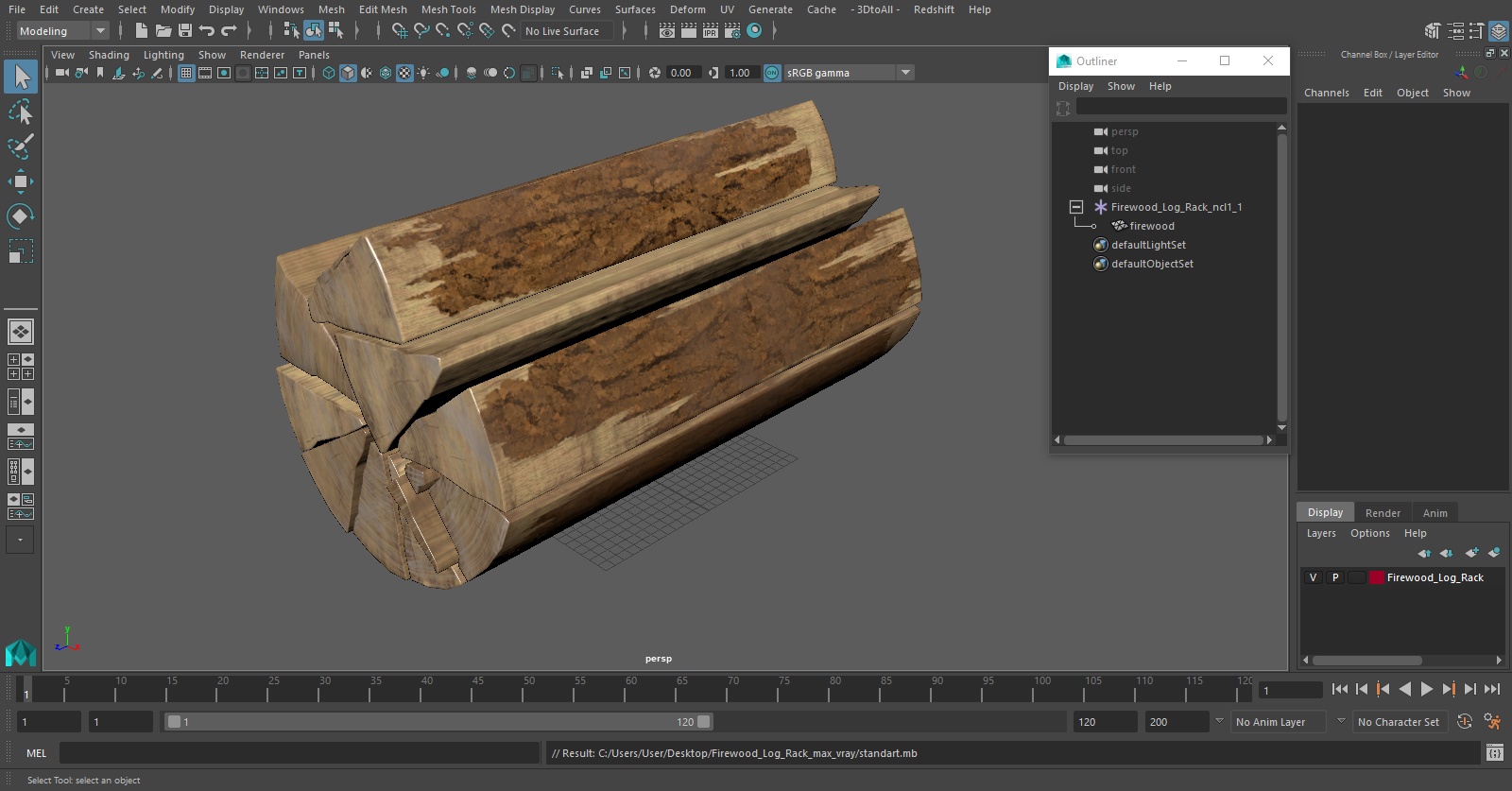 Firewood Log Rack 3D