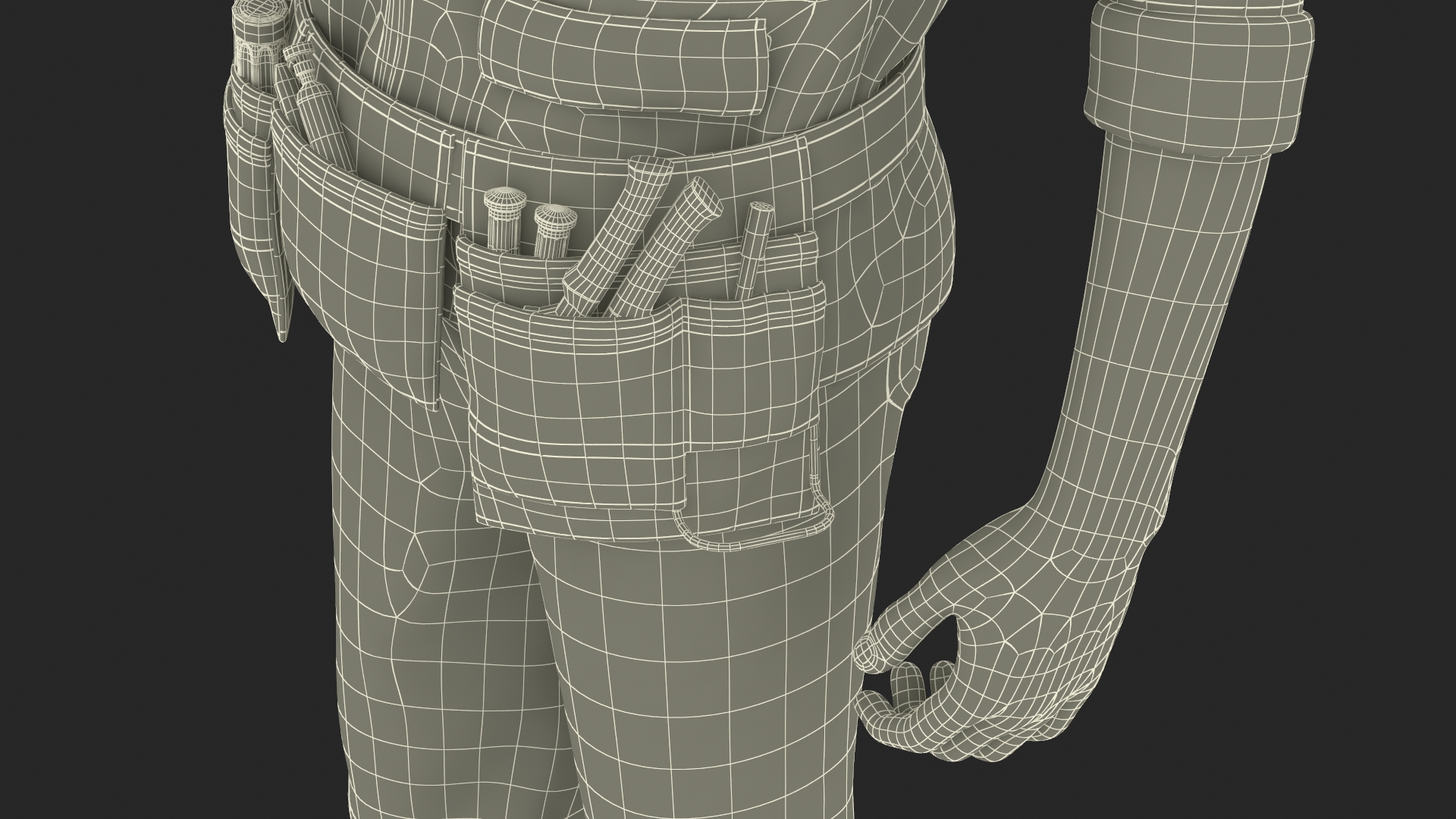 Construction Worker Pointing Pose Fur 3D