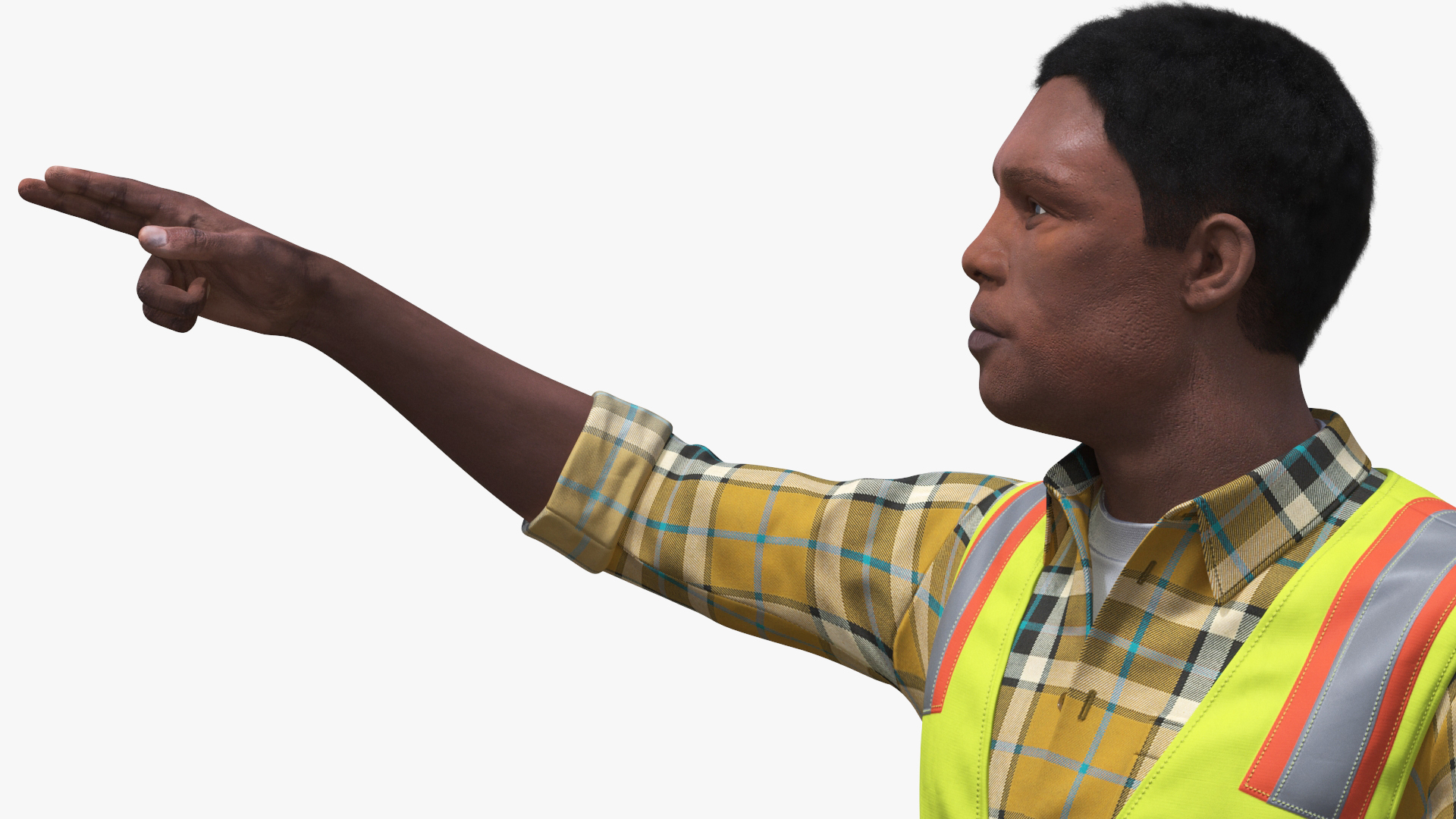 Construction Worker Pointing Pose Fur 3D