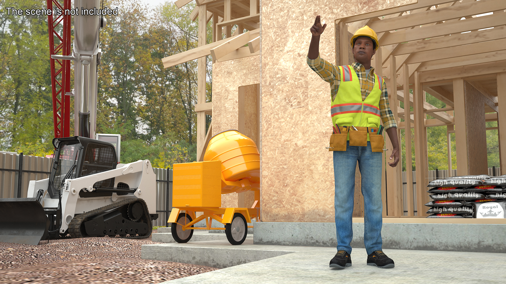 Construction Worker Pointing Pose Fur 3D