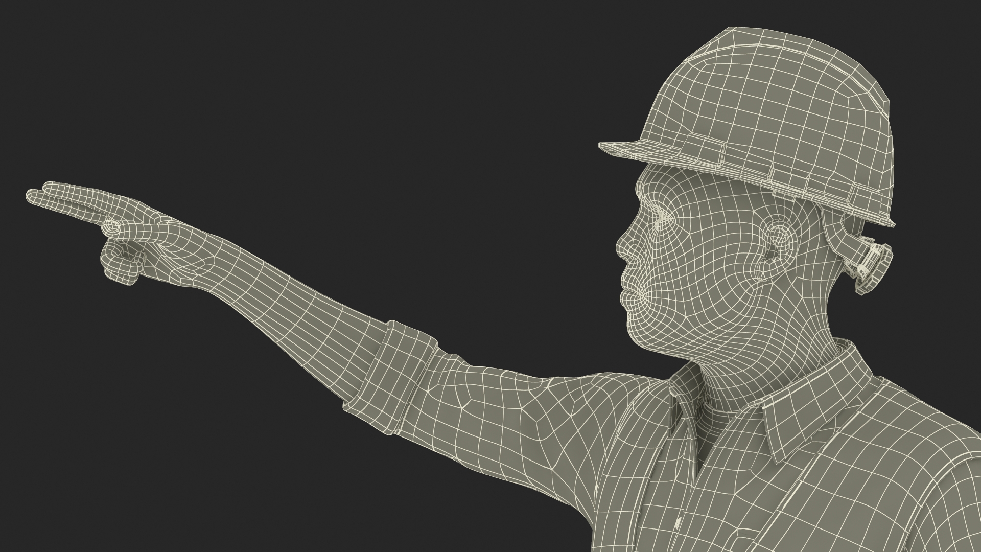 Construction Worker Pointing Pose Fur 3D