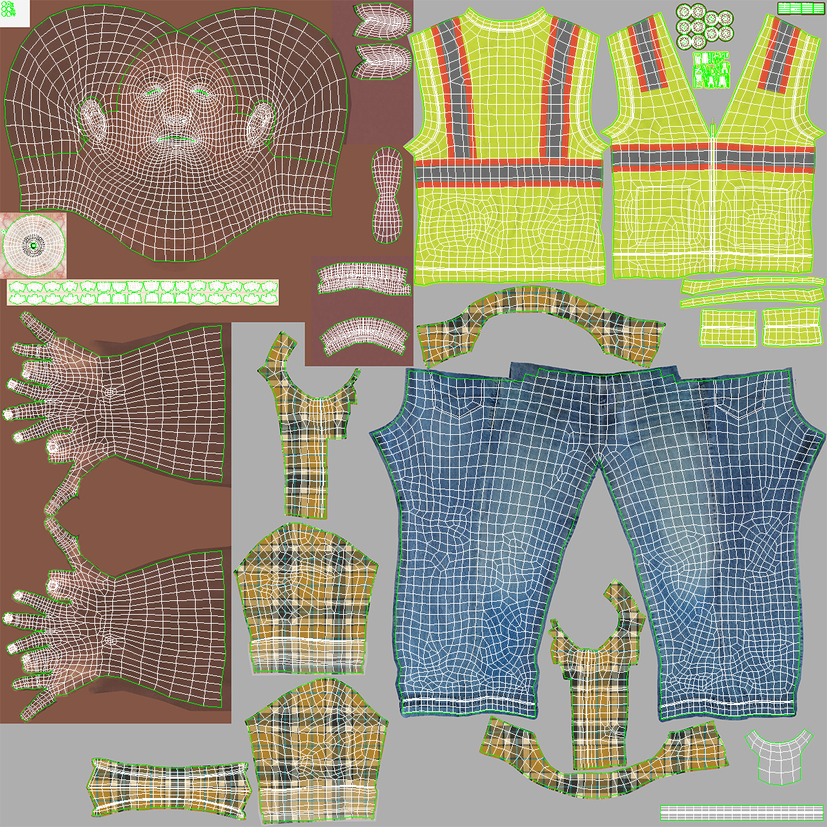 Construction Worker Pointing Pose Fur 3D