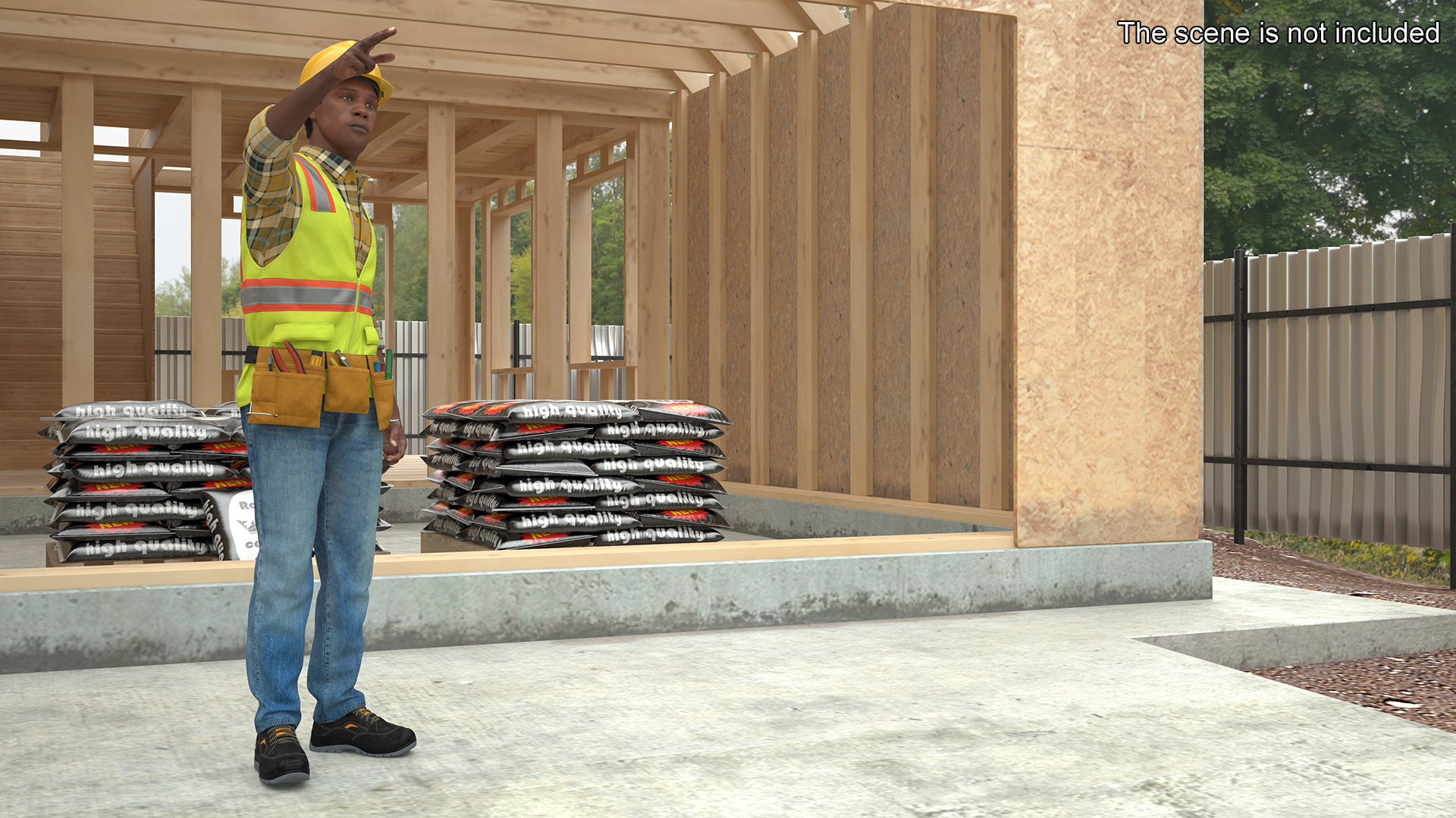 Construction Worker Pointing Pose Fur 3D