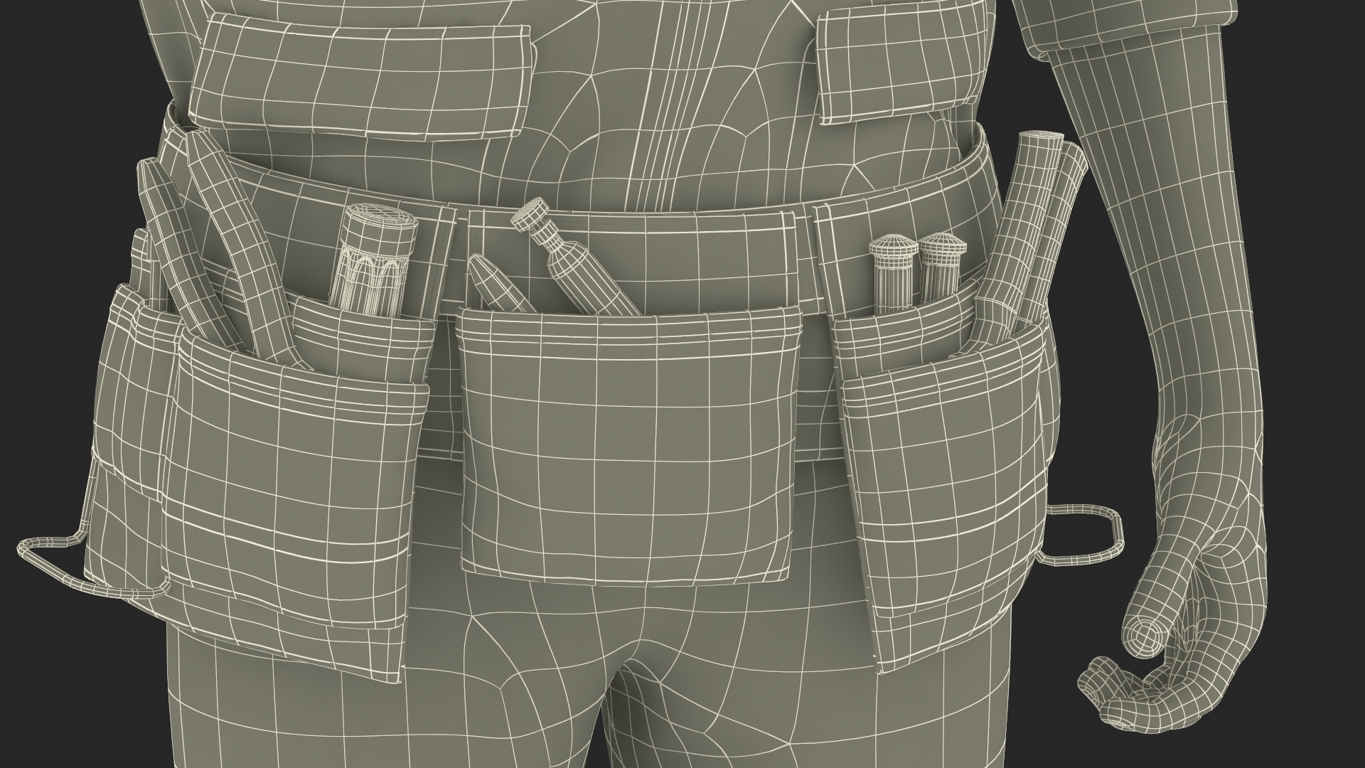 Construction Worker Pointing Pose Fur 3D