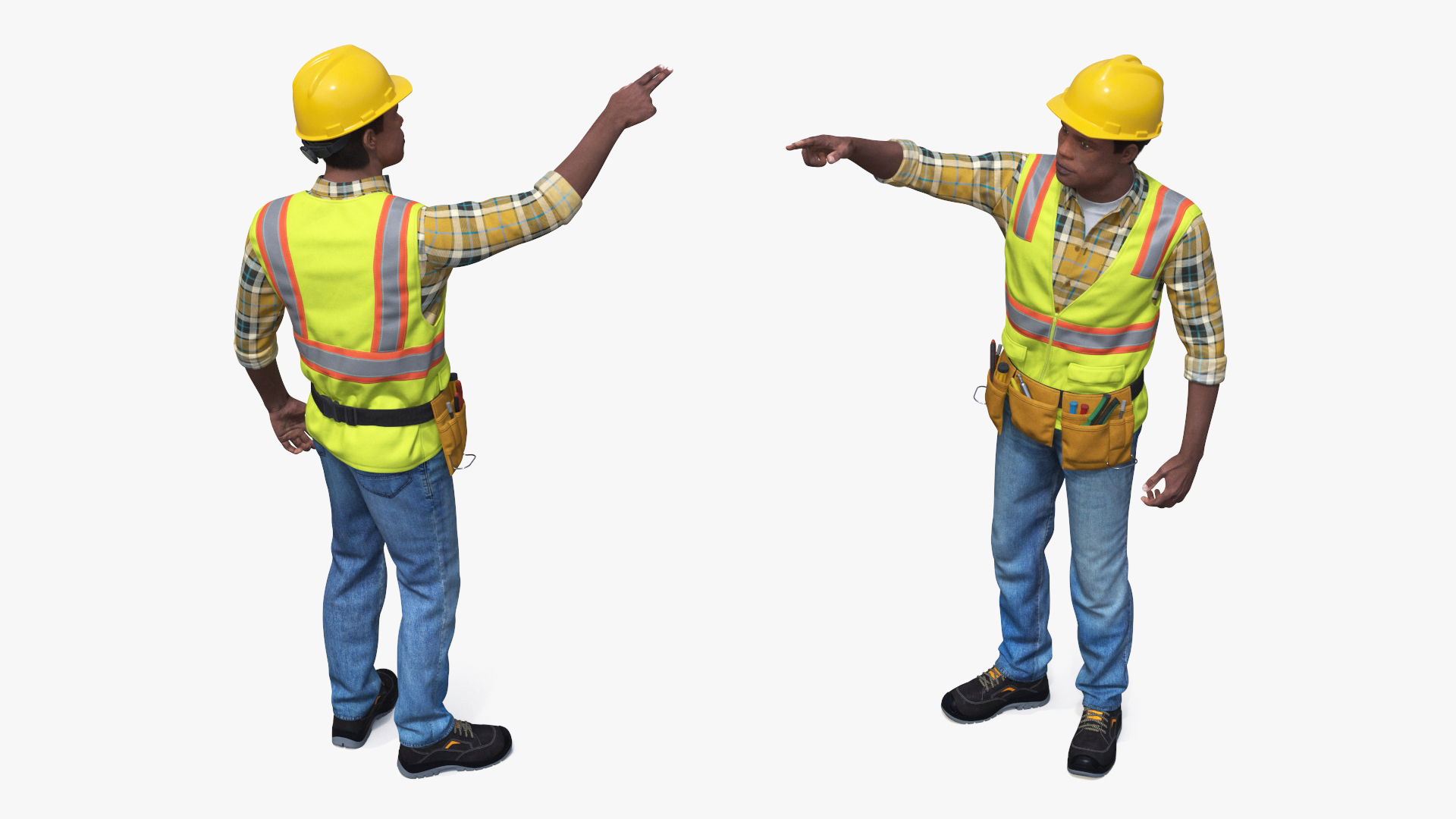 Construction Worker Pointing Pose Fur 3D
