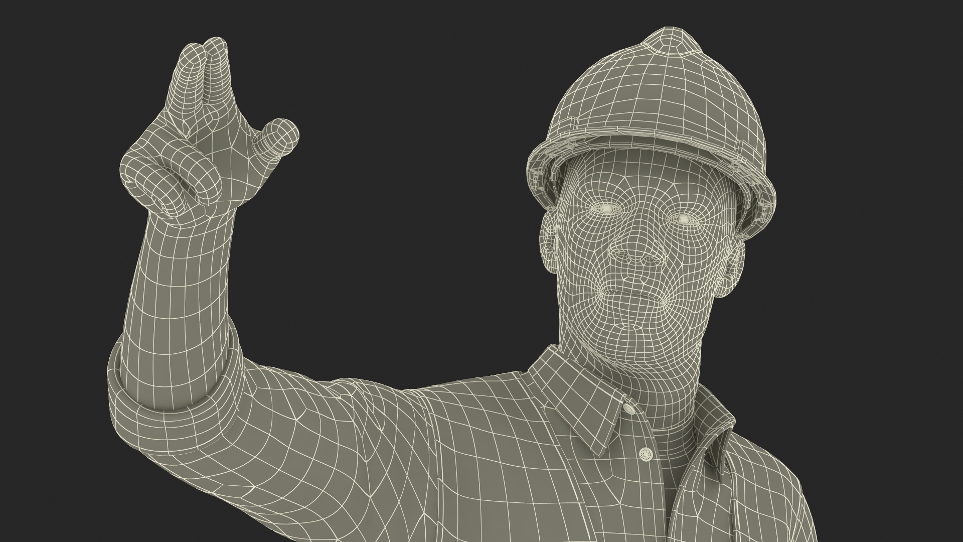 Construction Worker Pointing Pose Fur 3D