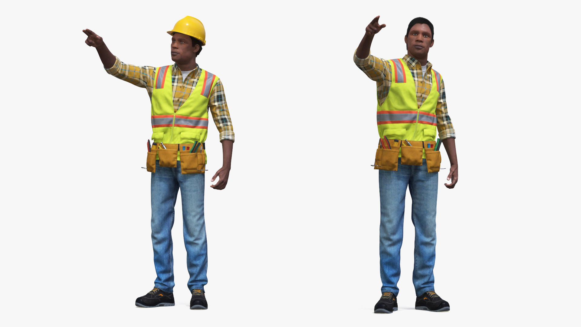 Construction Worker Pointing Pose Fur 3D