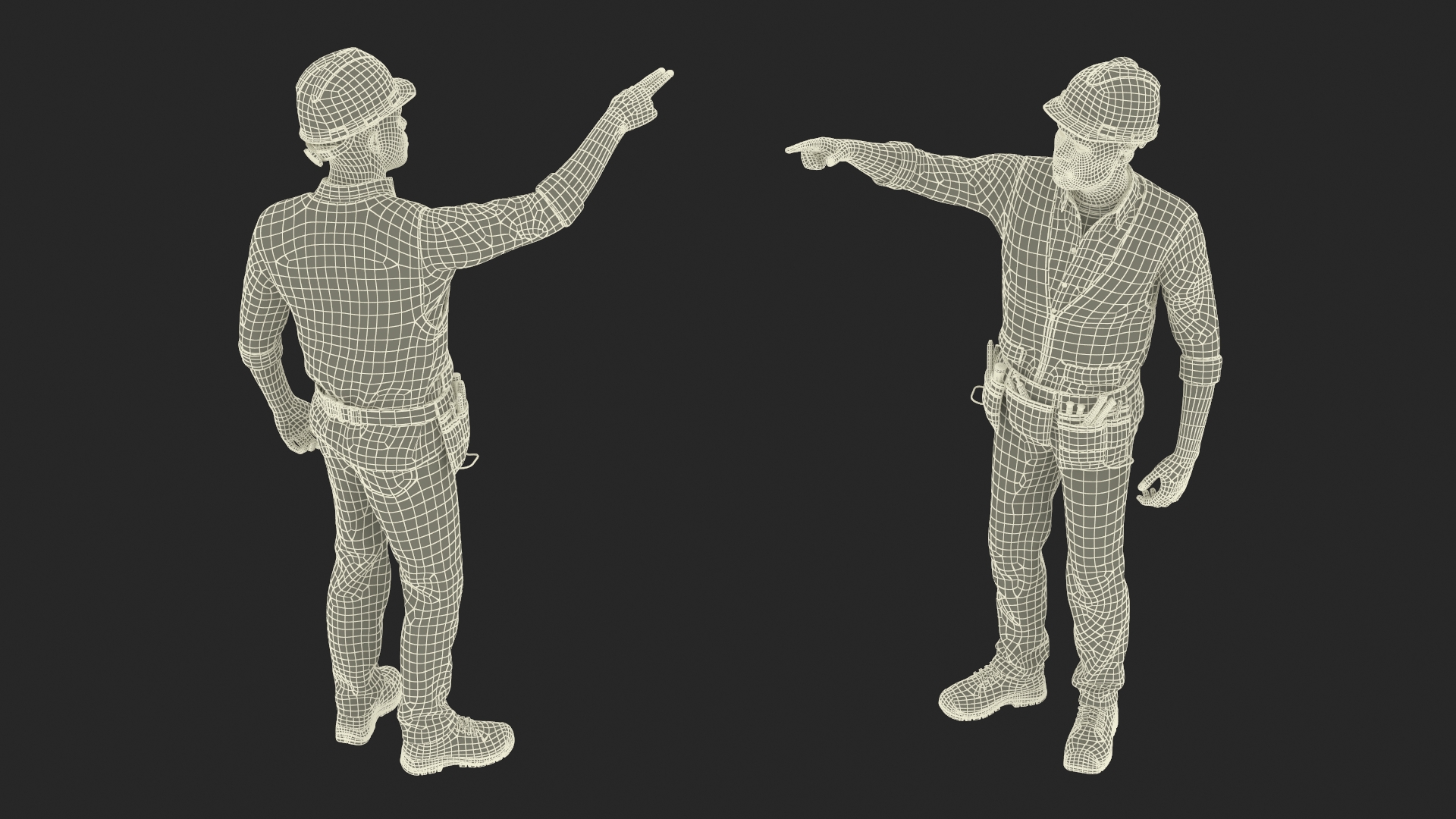Construction Worker Pointing Pose Fur 3D