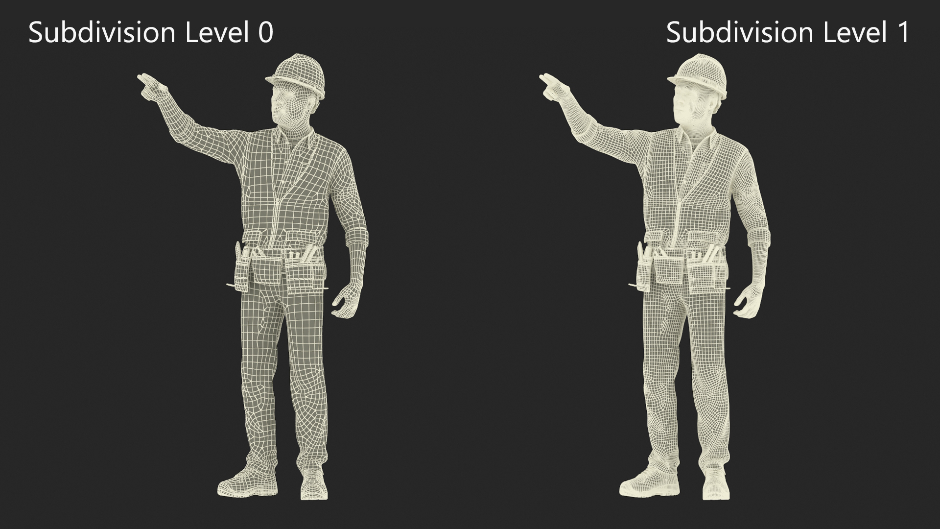 Construction Worker Pointing Pose Fur 3D